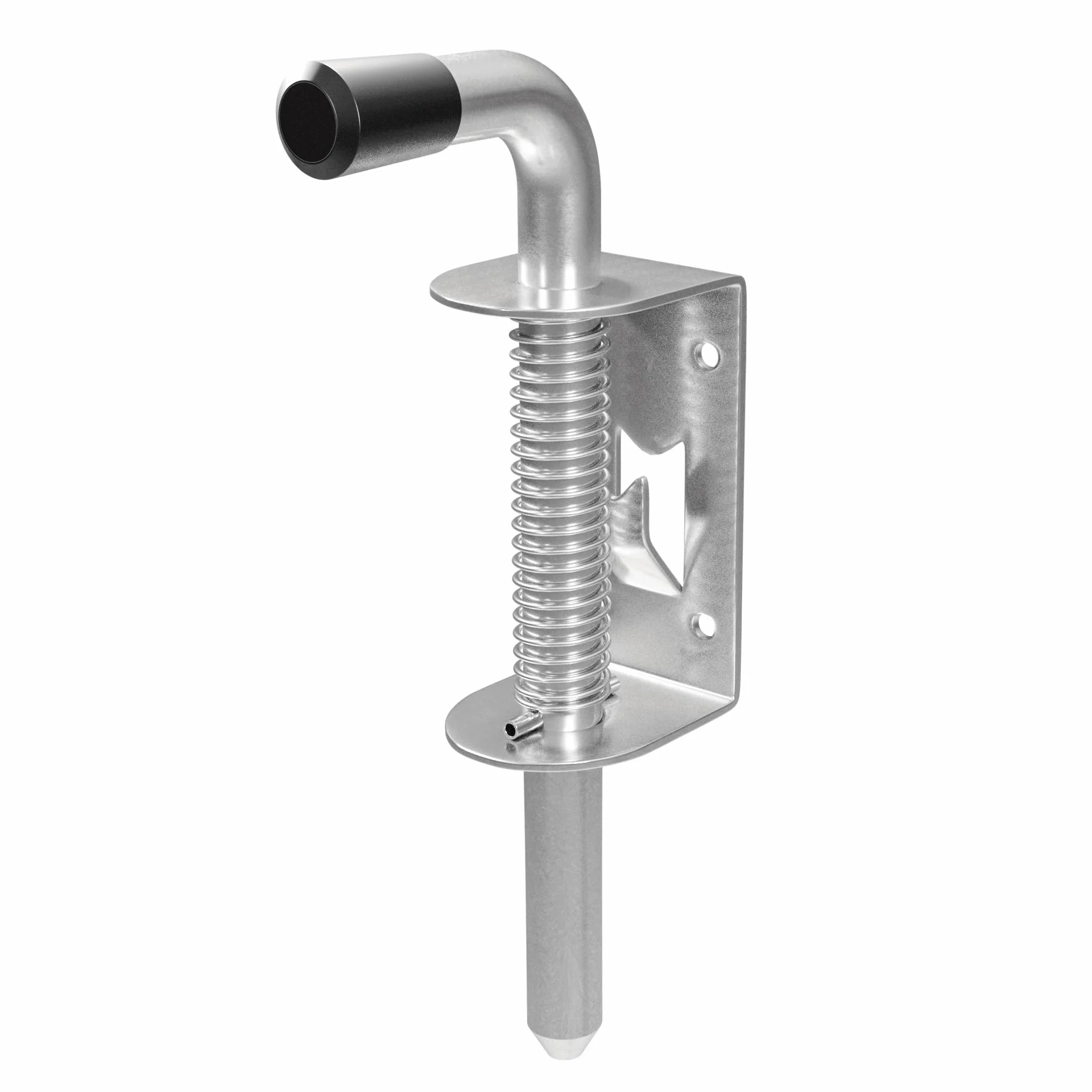 Amig - Pasador de Sobreponer con Muelle para Puertas - Pestillo de Seguridad para tu hogar - Cierre resistente para portones - Negro - Acero Inoxidable - Medidas: 60 x 30 mm - Incluye Tirafondos