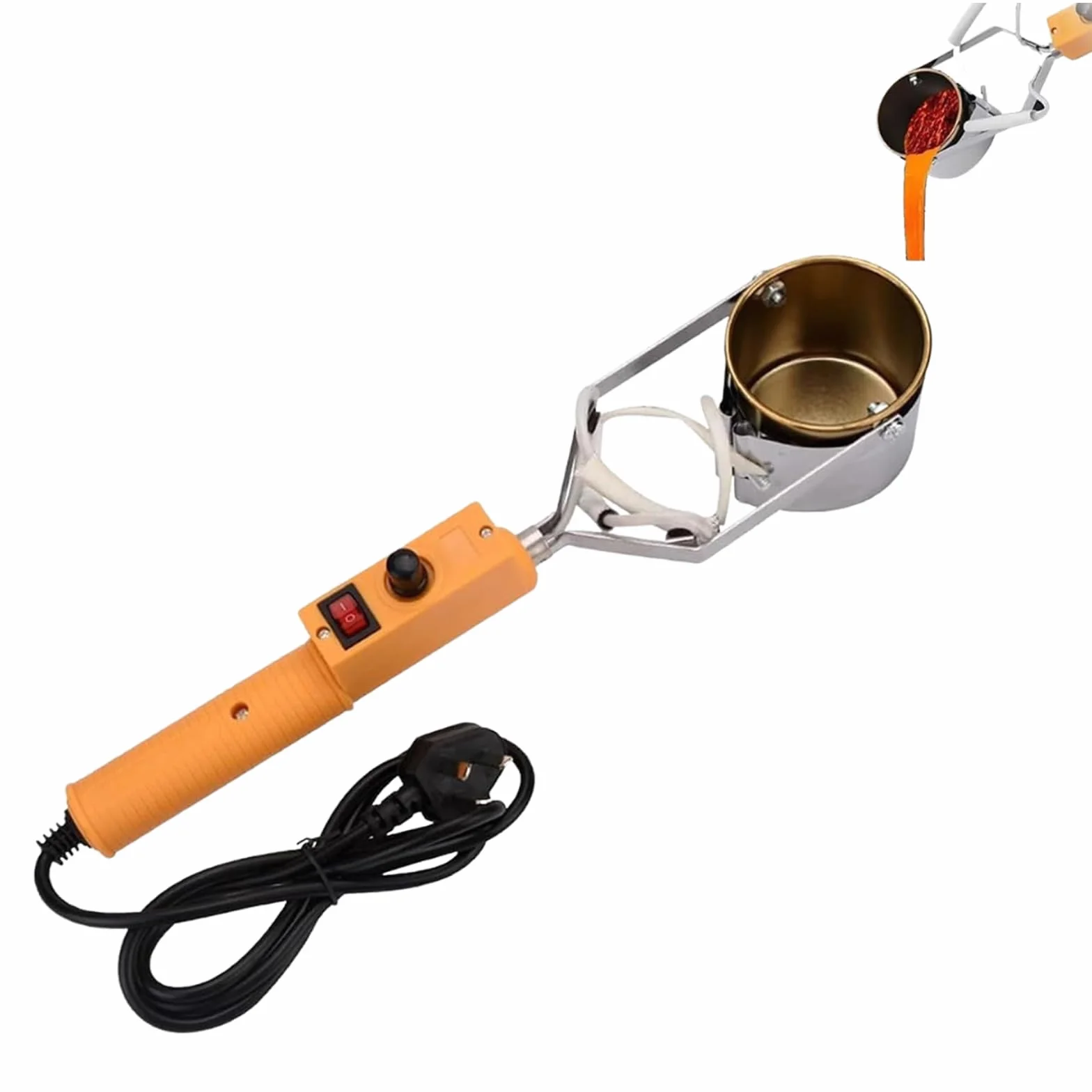 Crisol de plomo portátil de mano, crisoles de 380 W para fundir metal, crisol eléctrico para plomo, ajuste de 150-450 ℃, para moldes de peso