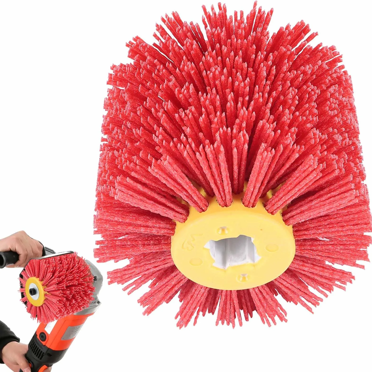 Cepillos de lijado: grano 80, 100 mm de ancho - 120 mm de diámetro | rodillo de lijado adecuado, cepillo de nailon para máquina de saturación, cepillo de lijado rojo, cepillo de cerdas para lijar,