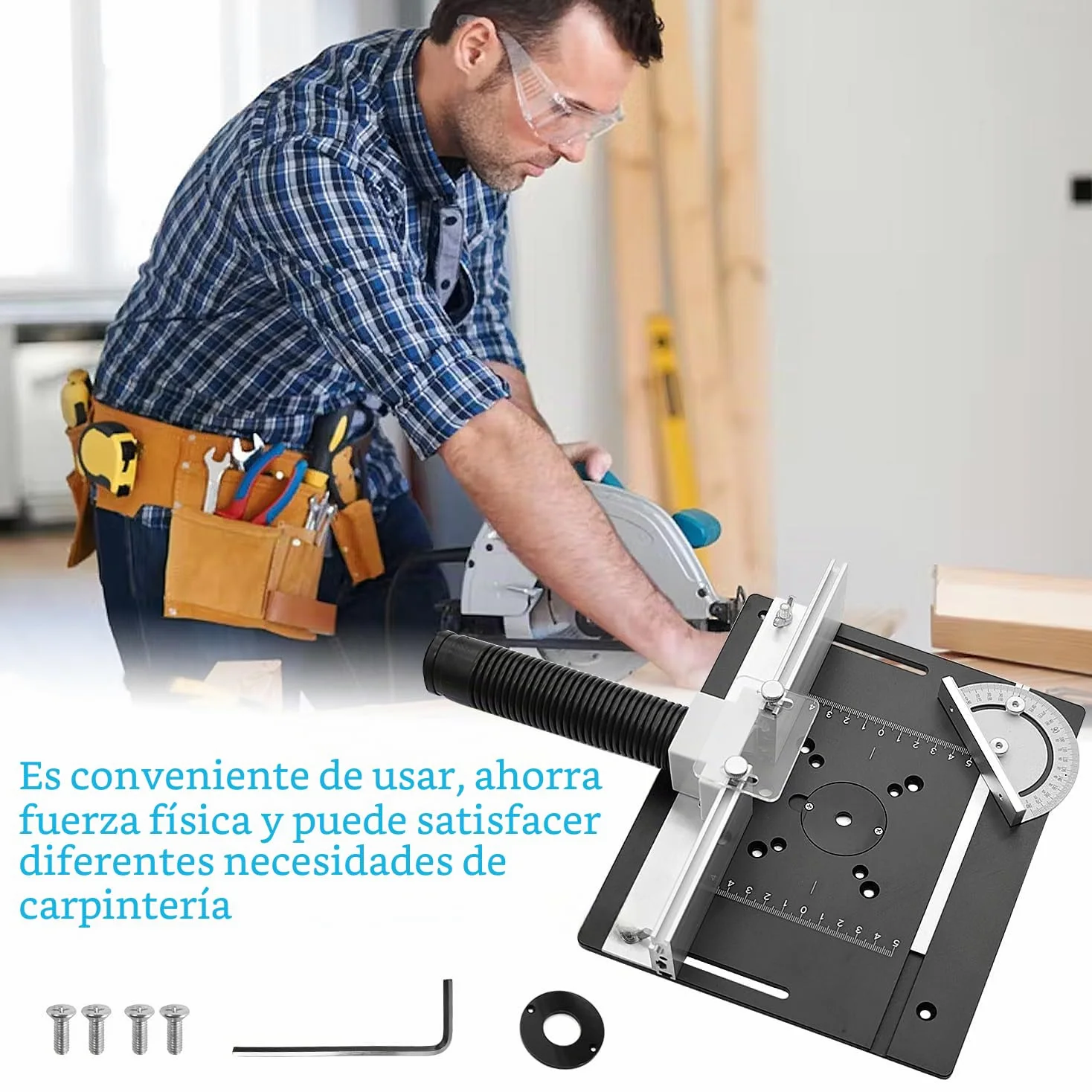 Juego de 3 Placa de Inserción de Mesa de Fresadora de Enrutador de Aluminio, Mesa para Fresadora, Herramienta Auxiliar de Grabado con Inglete, con Medidor de Inglete para Bancos de Carpintería (Negro)
