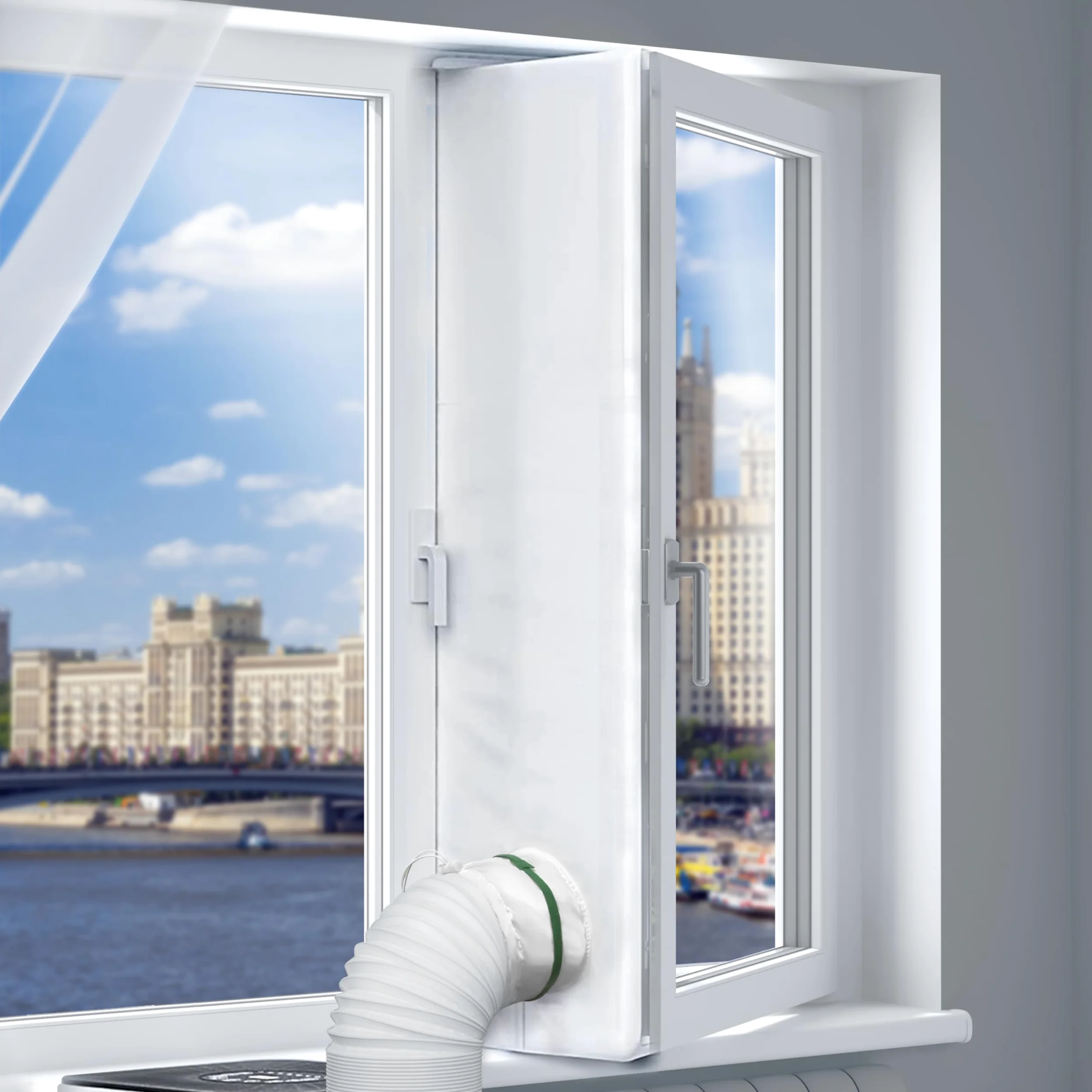 Loviga Sellado de ventanas de 400 cm para aparatos de aire acondicionado y secadores móviles, 100% impermeabilizante, fácil de instalar para ventanas batientes, manivelas, toldos, claraboyas