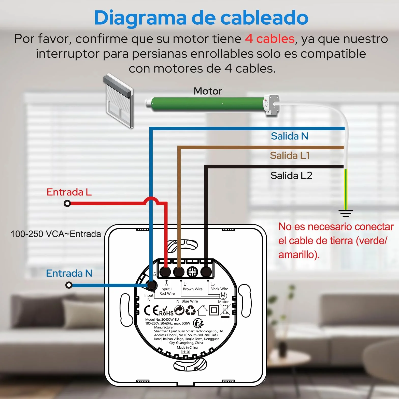 Interruptor Inteligente WiFi para Persianas LoraTap - Control de Porcentaje 0-100%, con Botones Físicos, Compatible con Alexa/Google Assistant, Compatible con Temporizador y Programación