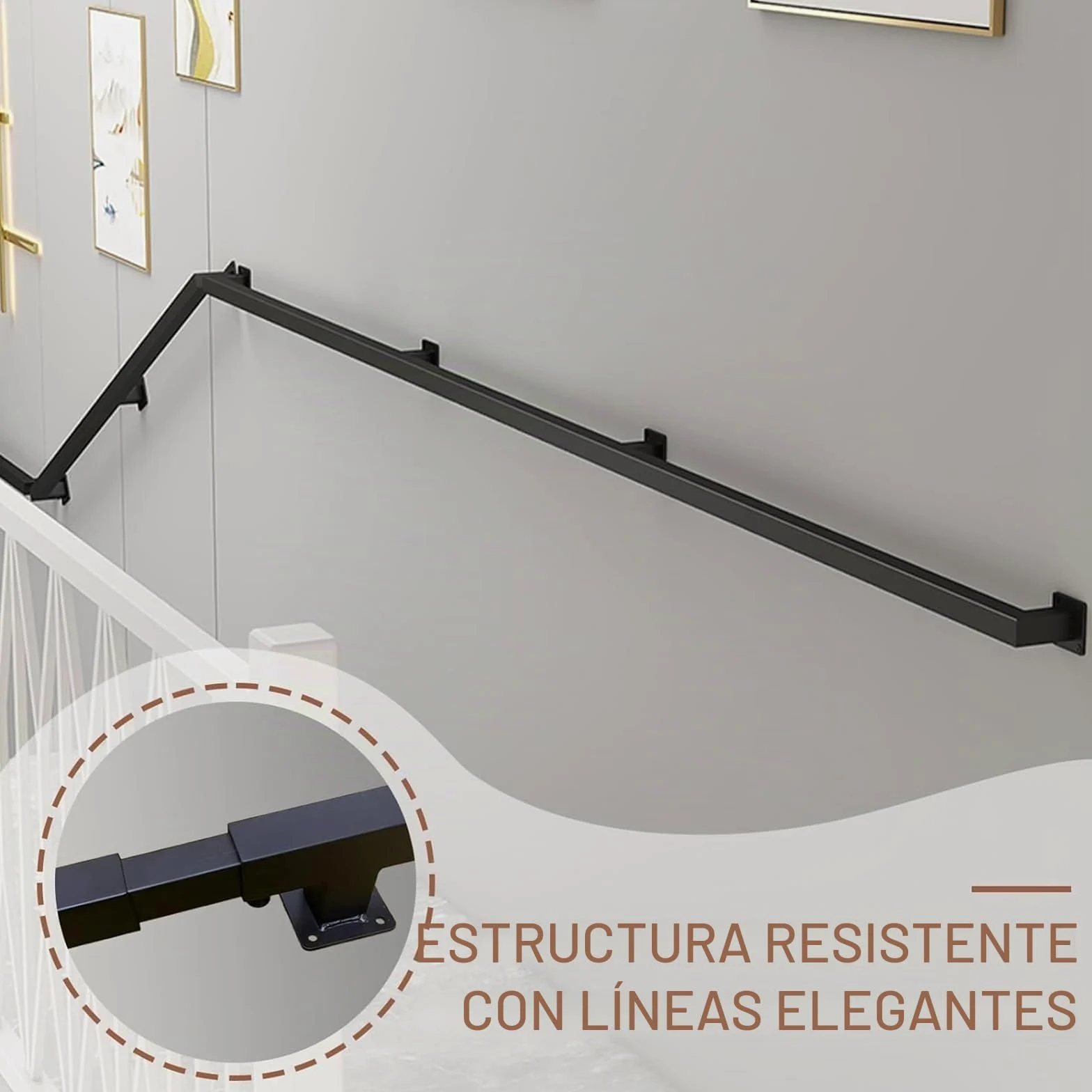 30cm Pasamanos de Escalera de Hierro Forjado para Interiores y Exteriores, Poste de Apoyo para barandillas de escaleras para niños Mayores, reposabrazos Antideslizante