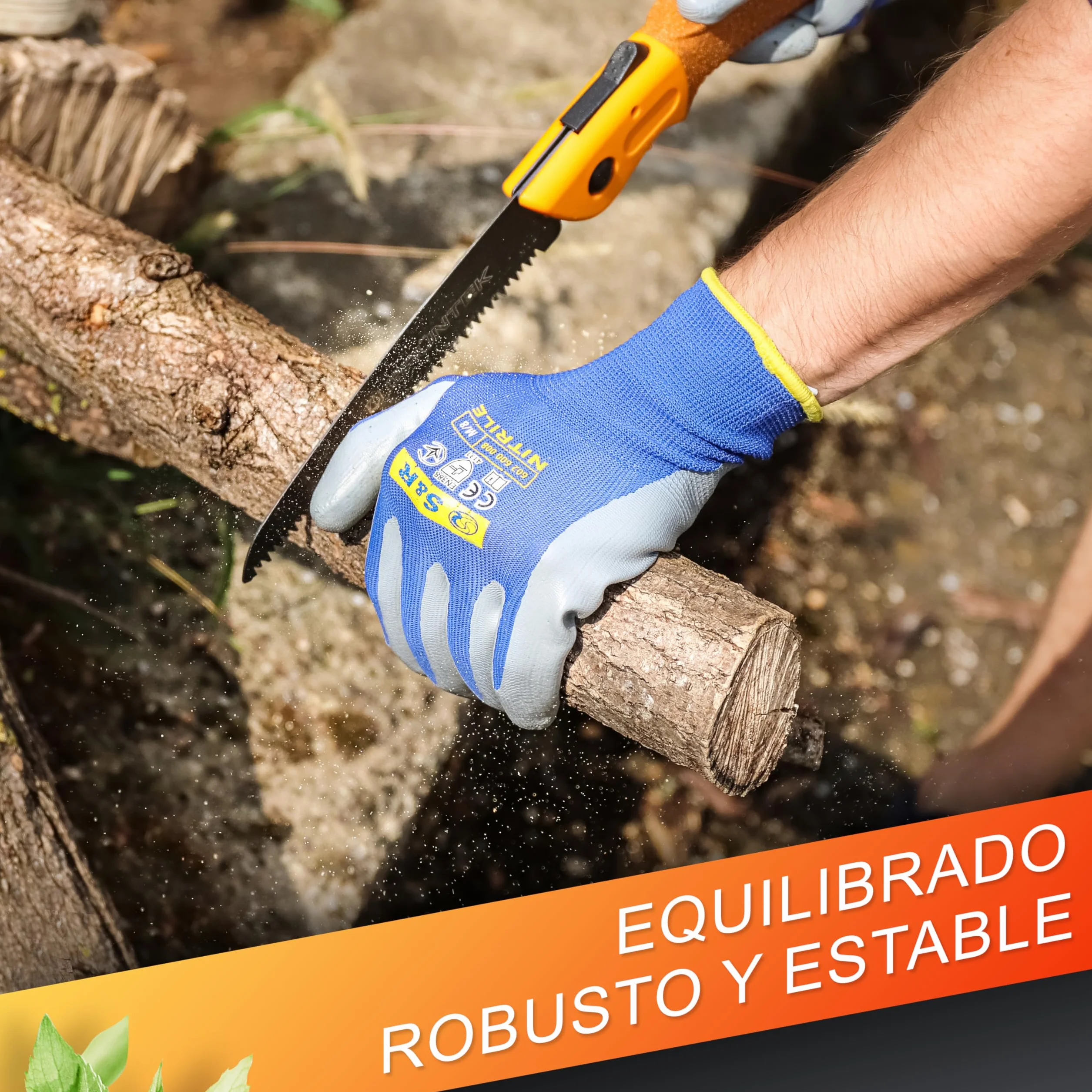 GRÜNTEK Sierra Plegable de Poda 180 mm Mango de Corcho Hoja de TEFLON y Acero
