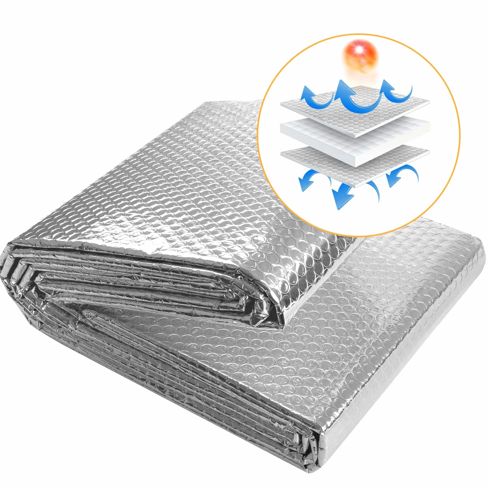 Lámina reflectora de radiador 5 m x 60 cm, aislamiento reflectante de calor 3 mm con almohadilla adhesiva