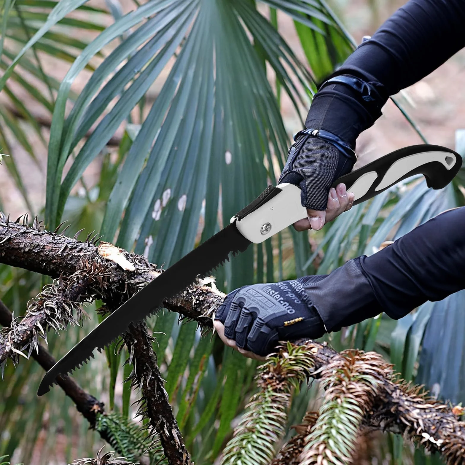 Sierra plegable de poda con diente de afeitar de 3 caras Mango Antideslizante portátil para cortar árboles madera jardinería