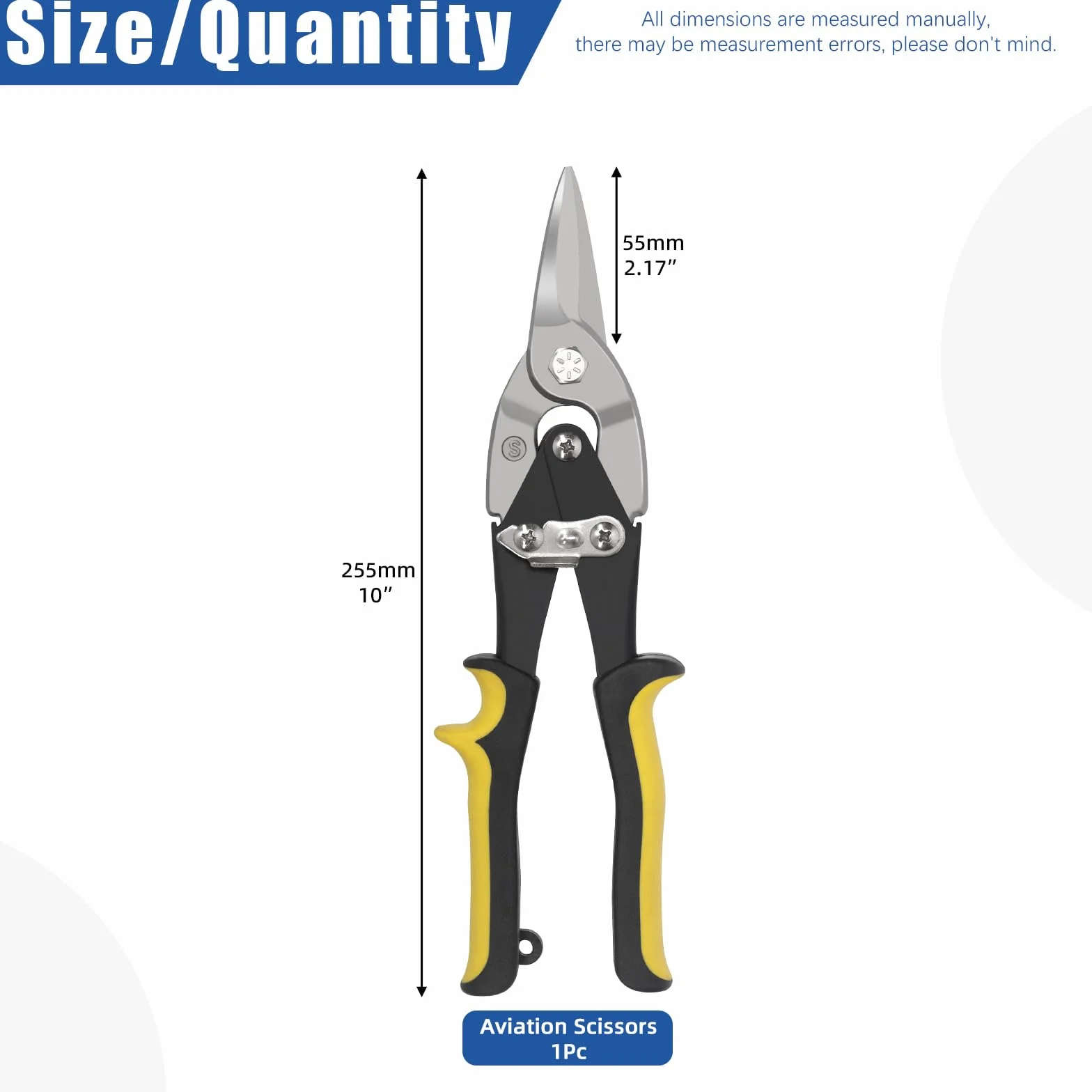 Glarks 1 Pistola de estaño de aviación de 255 mm / 10 pulgadas, pistola de estaño de aviación de corte recto largo, pistola de estaño de aviación de corte recto de metal, pistola de estaño de Aviación