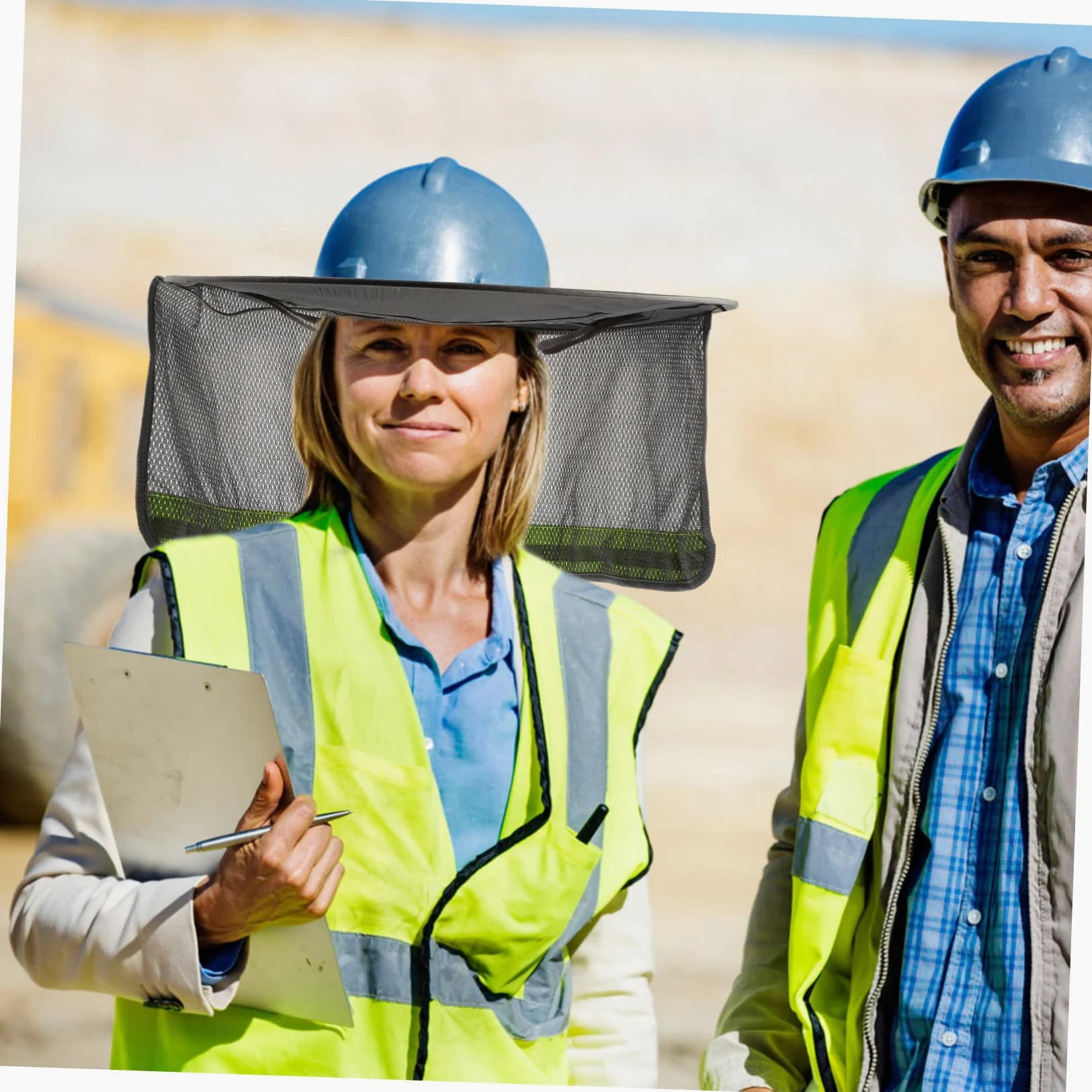 ULTECHNOVO Cubierta para Casco con Visera de ala Completa y Protección Solar Reflectante para Cuello – UV-Blocking for Outdoor Construction Work, Maintenance & Rail Jobs – for Workers in Hot Climates