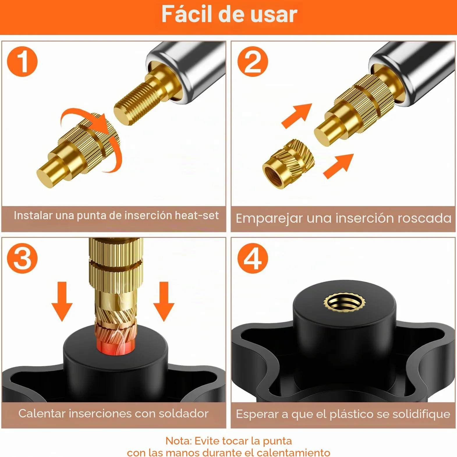 Inserto Roscado M3, Juego de Tornillos Roscados Preciva, Kit de Soldadura (200~500℃), 360 Piezas de Inserto Roscado Metálico M3 con Tornillos y Pernos Surtidos, Accesorios Compatibles con Impresoras