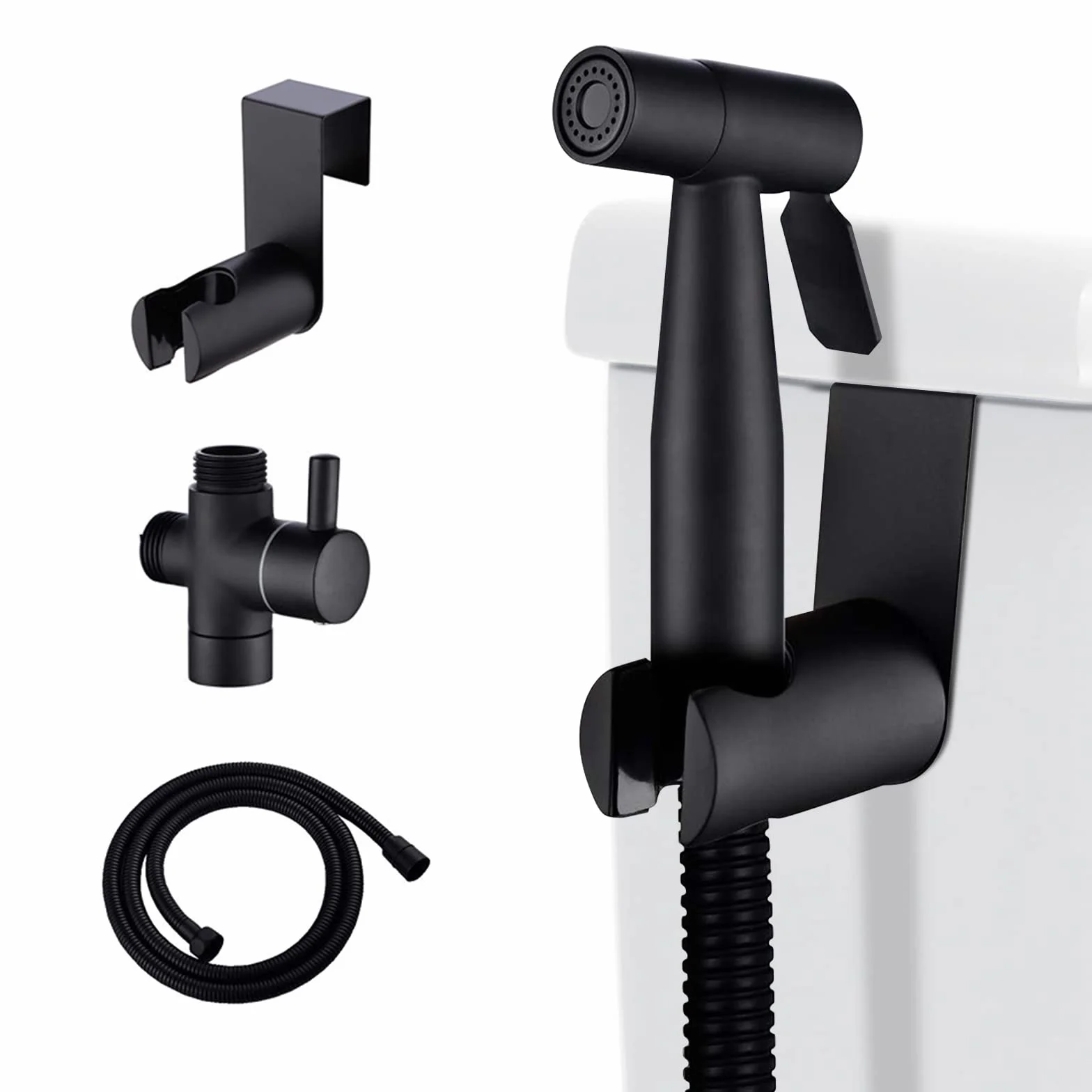 [LOSCHEN] Bidé de pared Kit de pulverización para inodoro, pulverizador de mano WC accesorio de acero inoxidable para mascotas Baño/Higiene Personal/Baño (Negro)