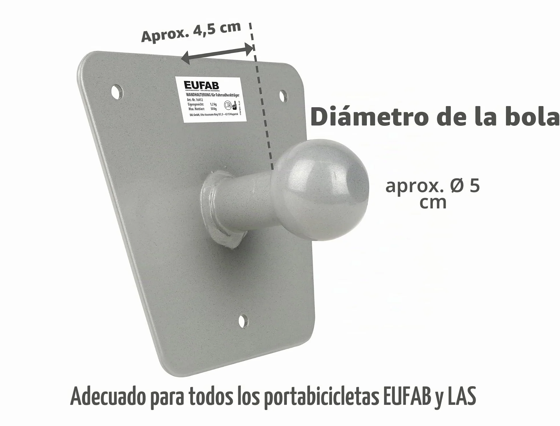 EUFAB Soporte de pared 16412 para portabicicletas EUFAB y LAS