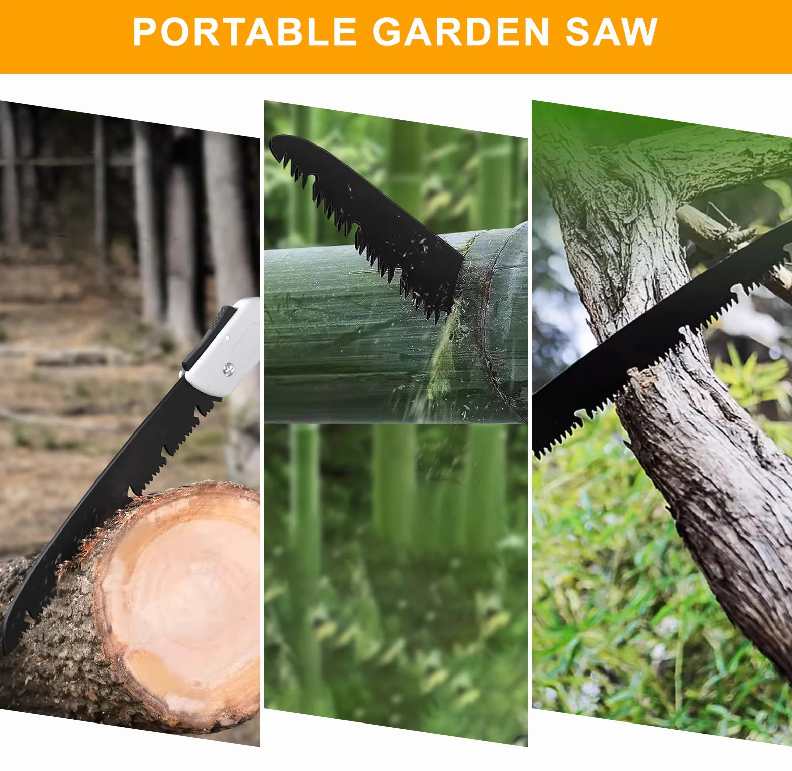 Sierra plegable de poda con diente de afeitar de 3 caras Mango Antideslizante portátil para cortar árboles madera jardinería
