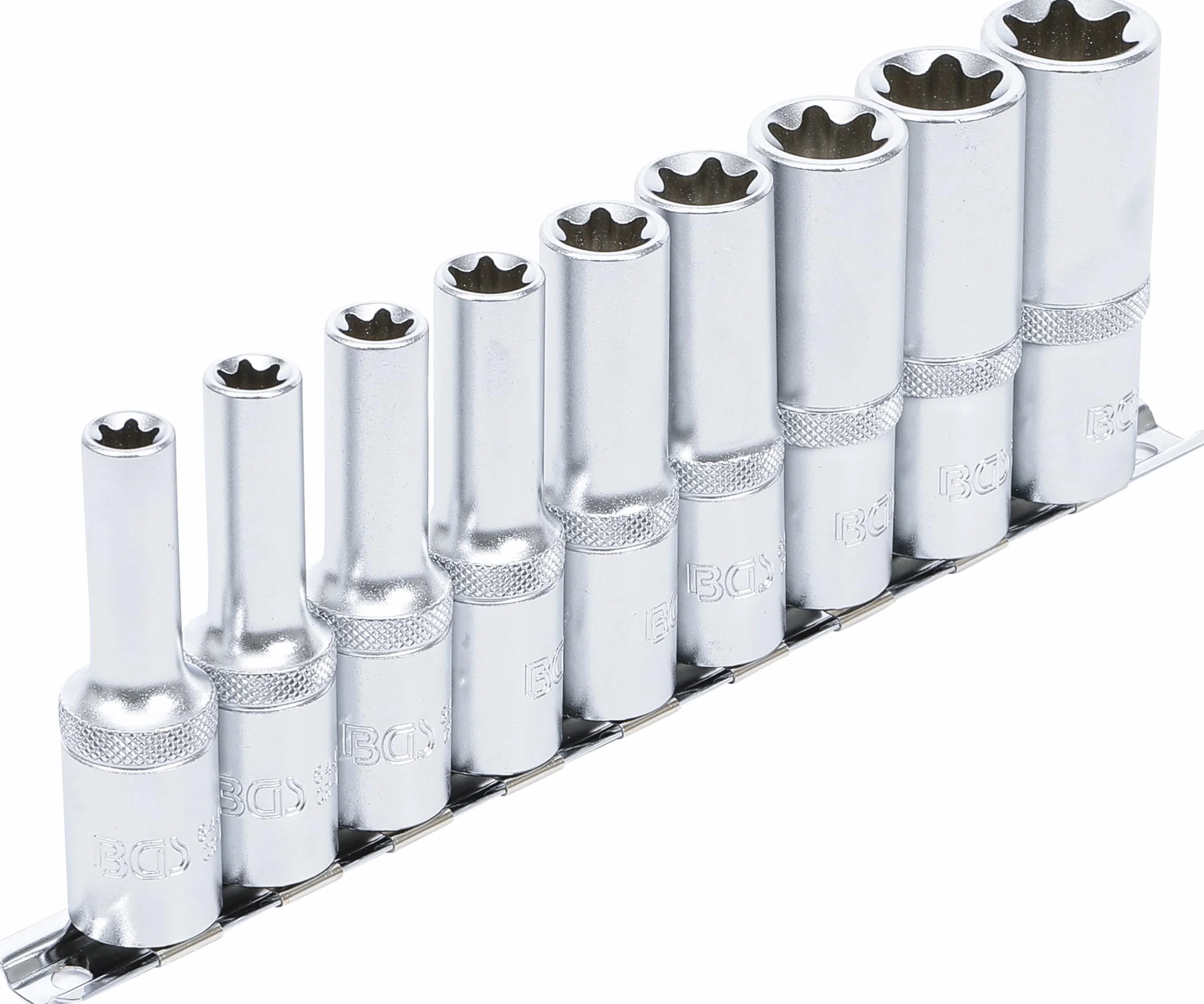 BGS 2026 | Juego de llaves de vaso E-Torx, largas | entrada 12,5 mm (1/2") | E10 - E24 | 9 piezas