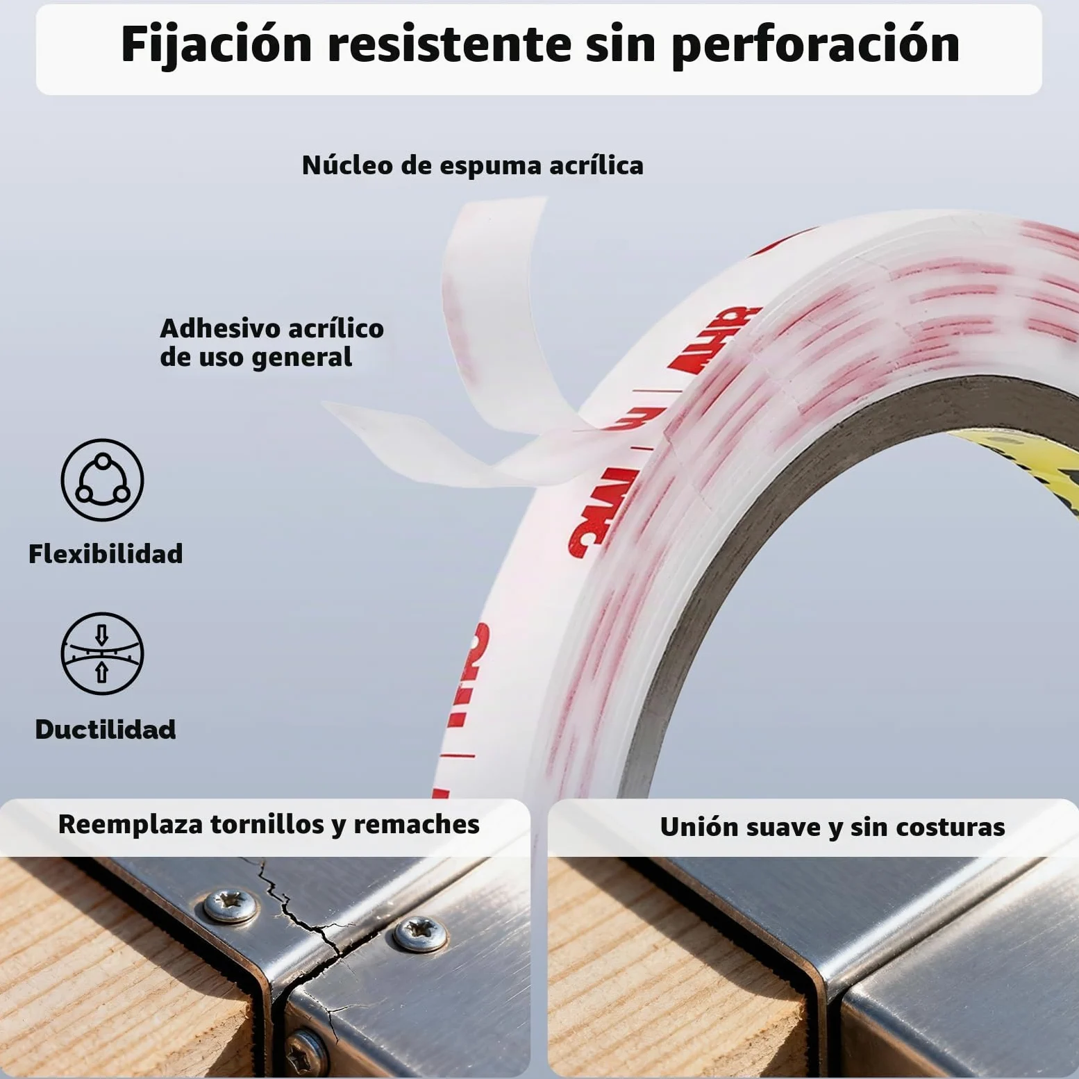 3M Cinta Adhesiva de Doble Cara Para Montaje 25 mm x 4,7 m Blanco 1 Rollo | 1,1 mm de Grosor, Espuma Resistente Extrafuerte, para Decoración De Coches Hogar y Oficina