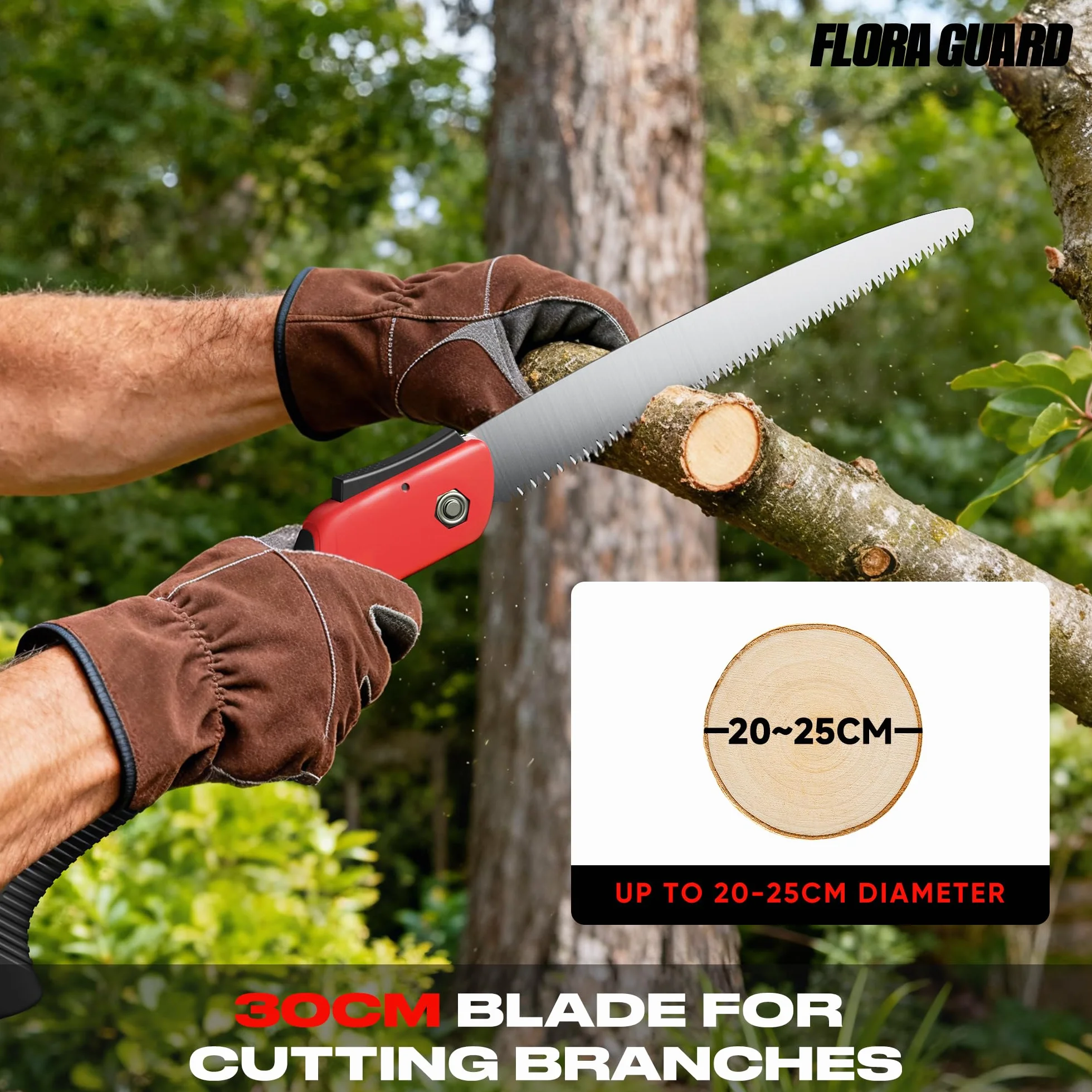 FLORA GUARD Sierra de podar plegable 30 cm acero SK5 para madera