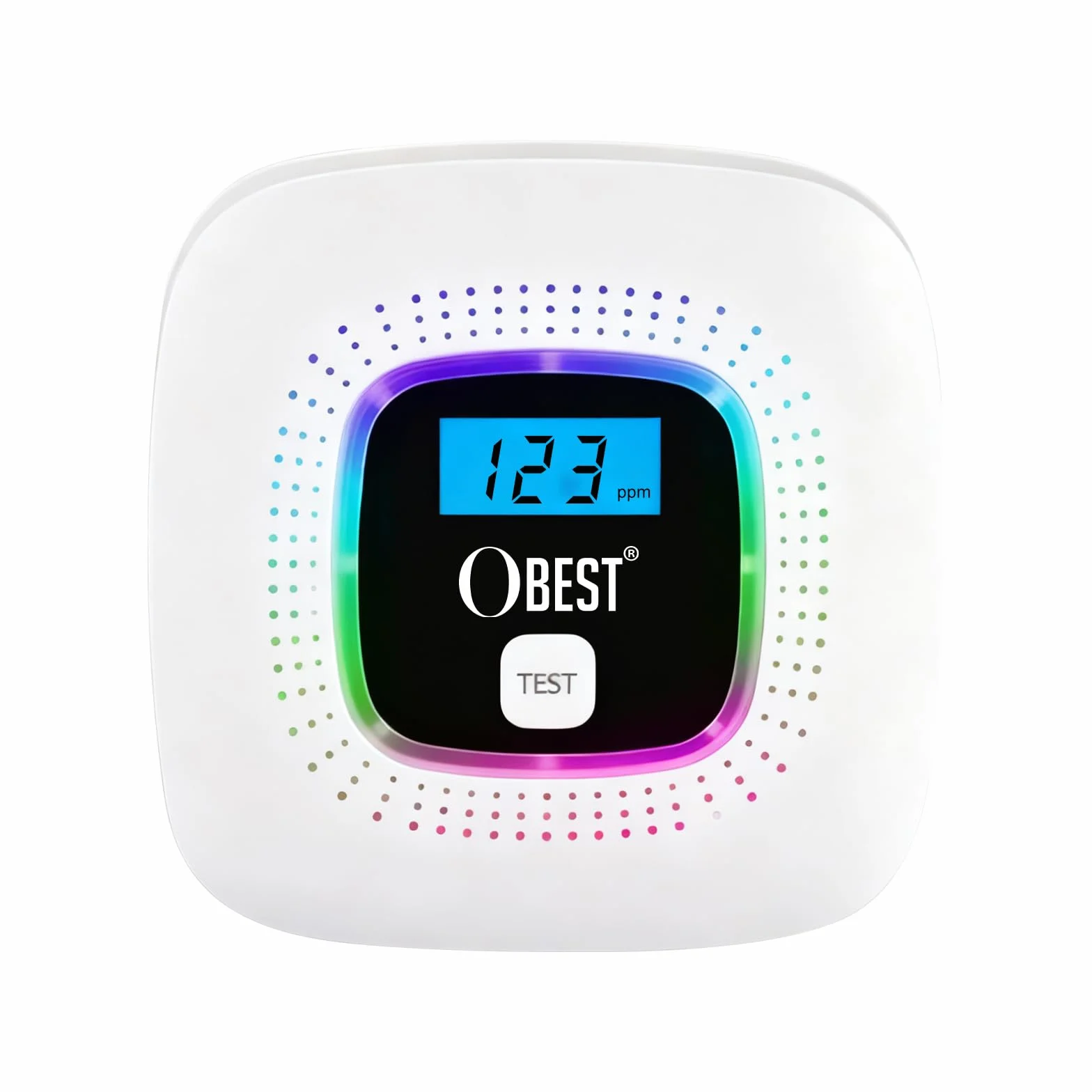 OBEST Detector de monóxido de Carbono, CO Alarma con Pantalla Digital y Funcionamiento con batería reemplazable, con botón de Prueba y indicador de Estado LED