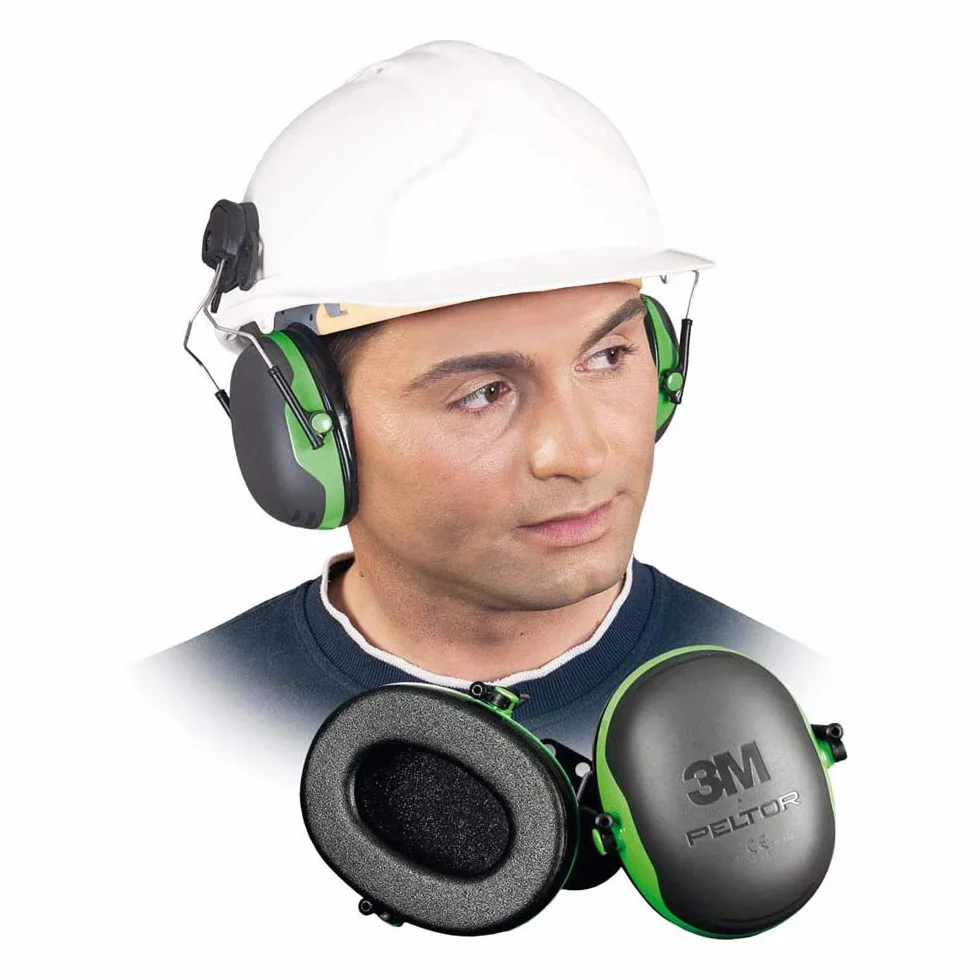 3M PELTOR X1P3 Orejeras Para Casco Con Anclaje P3E (1 Orejera/Caja), Color Verde, 26db
