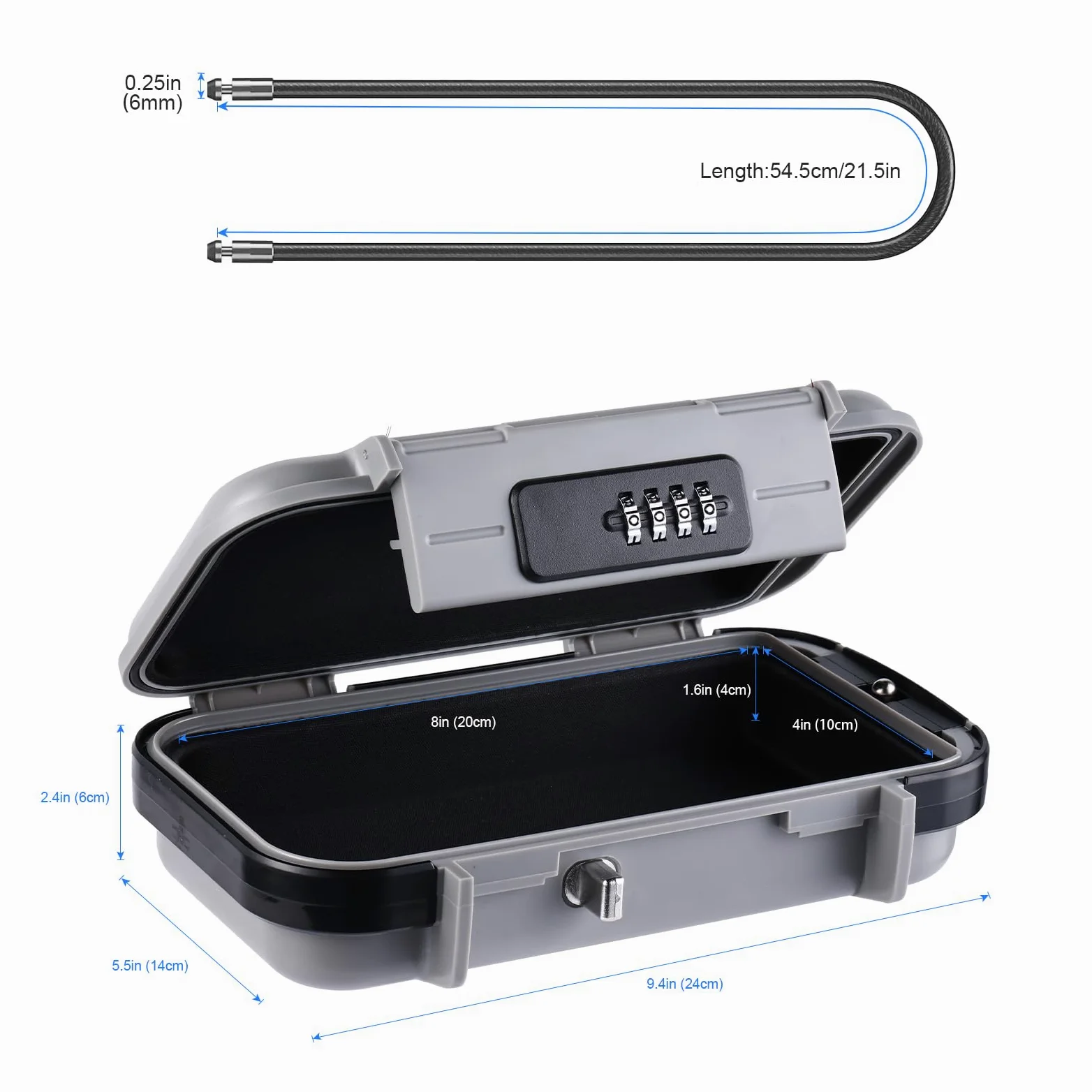 Caja de seguridad portátil con código, resistente al agua y antirrobo, caja fuerte de viaje con combinación de seguridad con cable metálico extraíble, para playa, coche, oficina, vacaciones