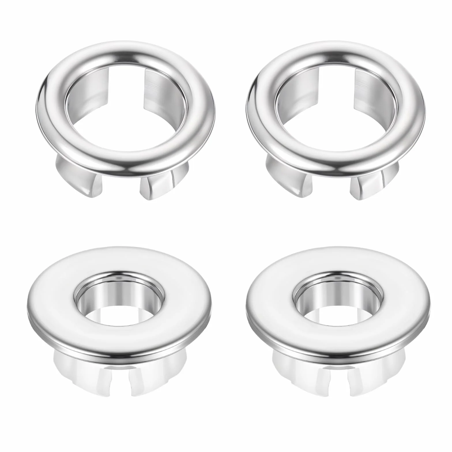 4 piezas de anillo de rebosadero para lavabo, roseta de rebosadero para baño, lavabo, lavabo, para adornar, tapón de rebosadero, robusto, plateado