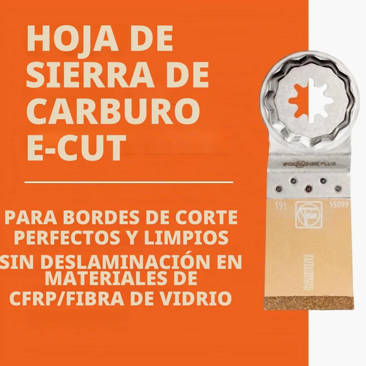 FEIN Disco de sierra E-Cut HM, Ancho 35 mm, Longitud 50 mm, Alojamiento StarlockPlus, para cortar fibra de carbono y de vidrio, cortes precisos y cortes cortos, ideal para esquinas y cantos