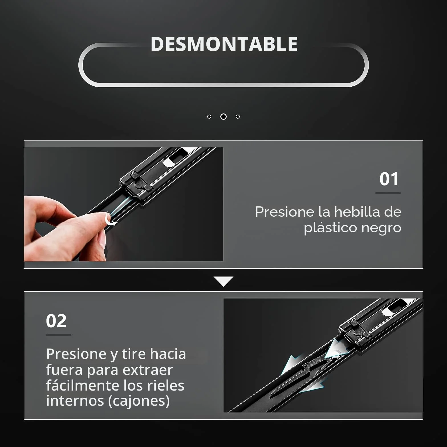 AOLISHENG Guias Correderas Para Cajones 200mm Rieles Extensión Completa 45 KG Capacidad Carga Rodamiento de Bolas 1 par