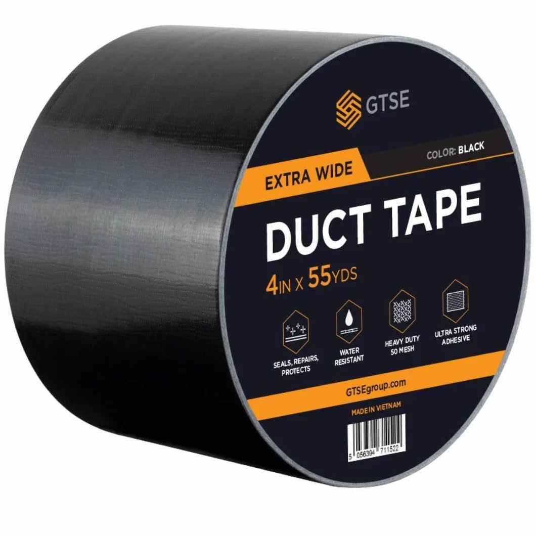 Gocableties - Cinta americana negra de 100 mm x 50 m - Cinta de tela resistente, ancha, adhesiva e impermeable - Para reparar, fijar, agrupar, reforzar y sellar - 1 rollo