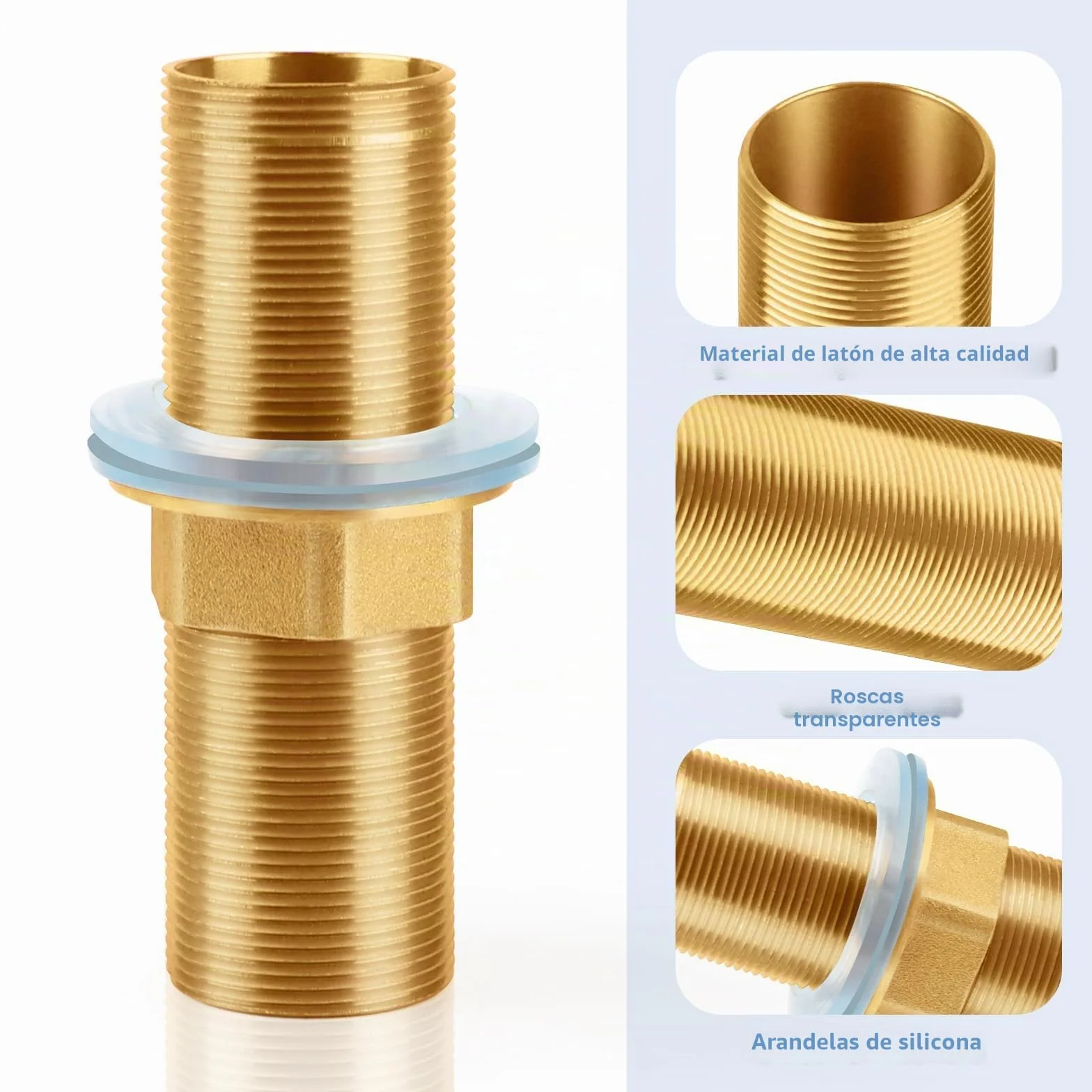 M30-100mm Kit de Reparación de Grifos, Roscado de Grifo Grifo Tubo de Rosca de Extensión Kit de Tuercas de Rosca Conectores de Tubería de Púas de Latón para Reparación de Grifos