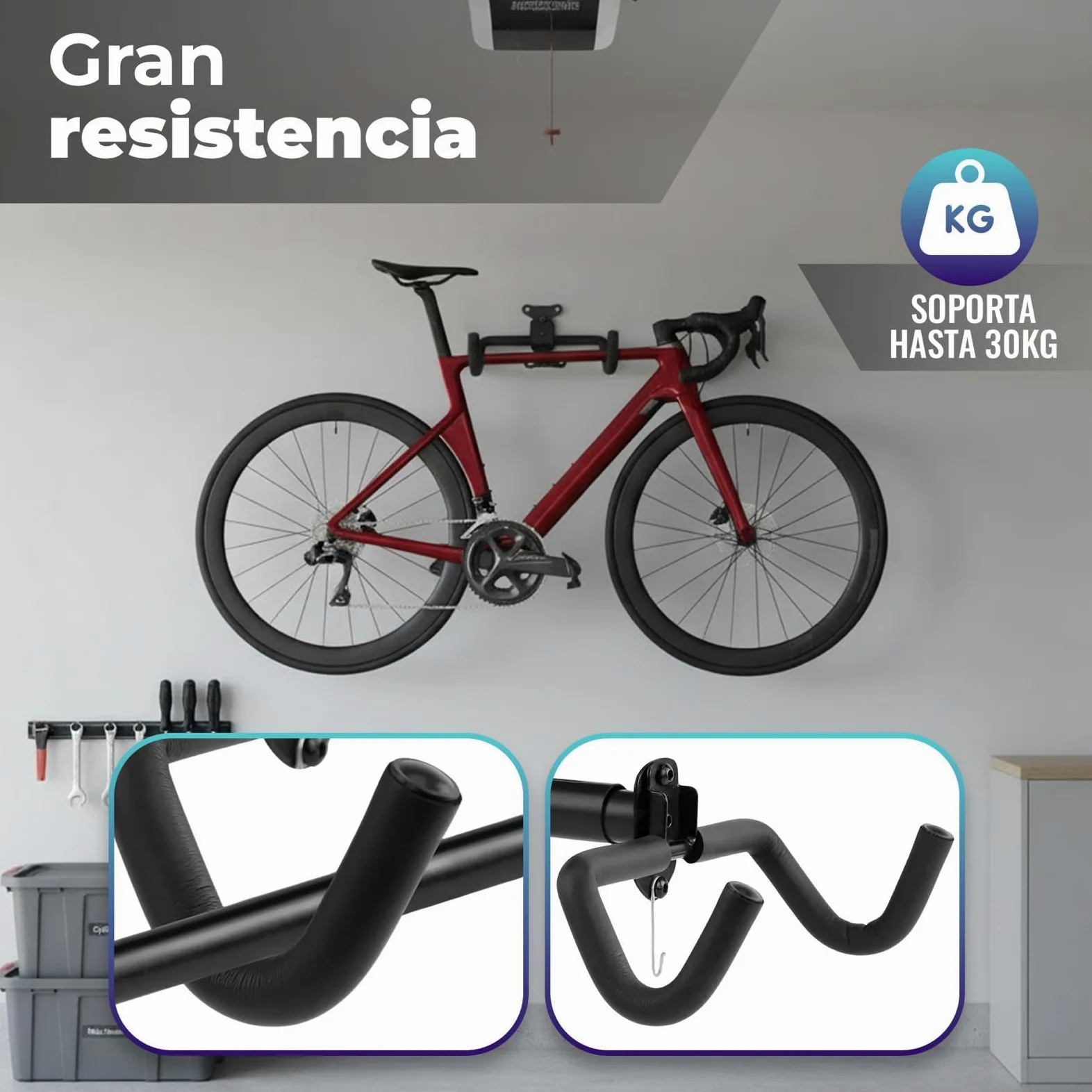 Soporte Pared Bicicleta De Forma Horizontal, Incluye Plantilla e Instruciones De Montaje. Soporte pared bicicleta Ajustable