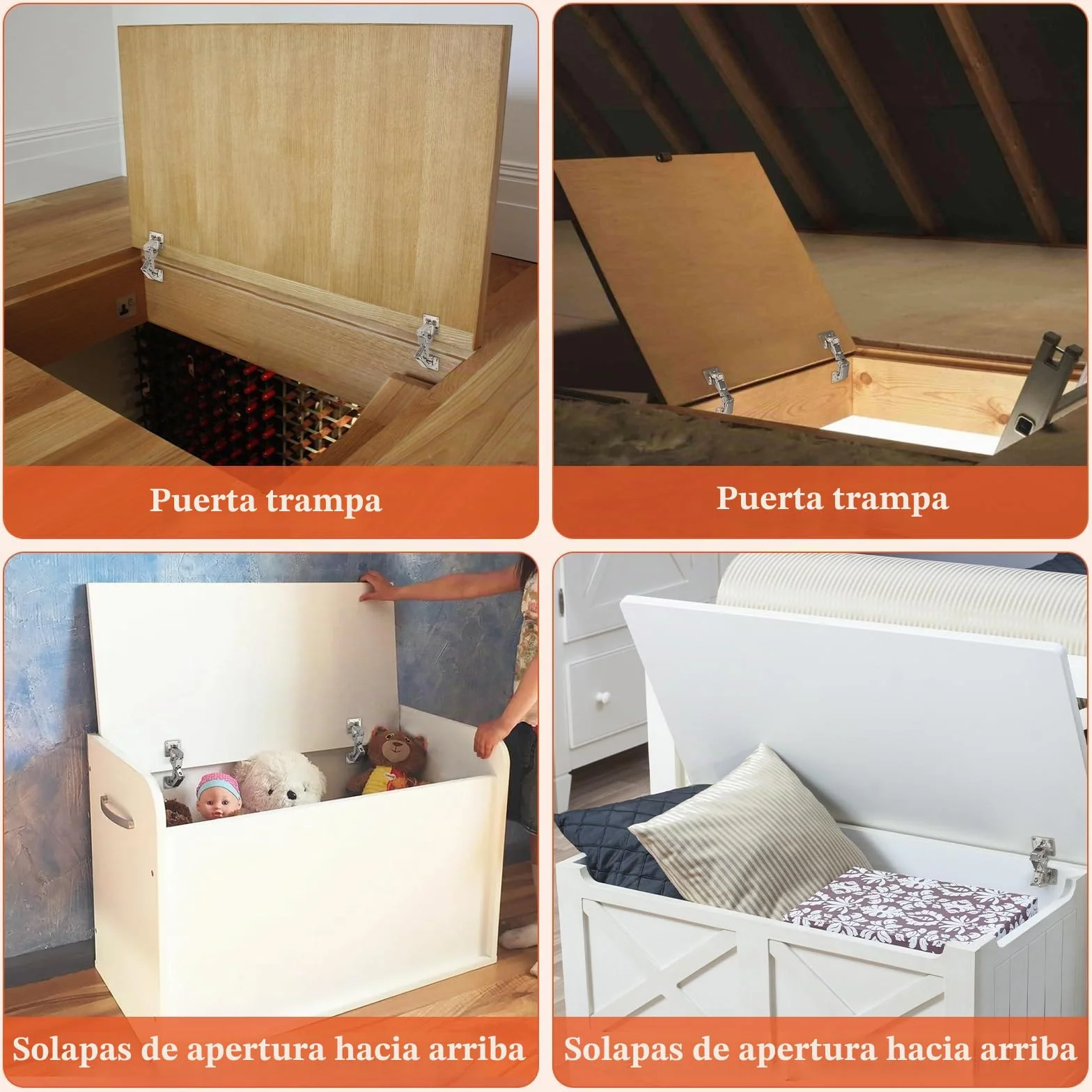 Furniware bisagras de cierre suave 170 grados para puertas de armarios, ocultas con amortiguador
