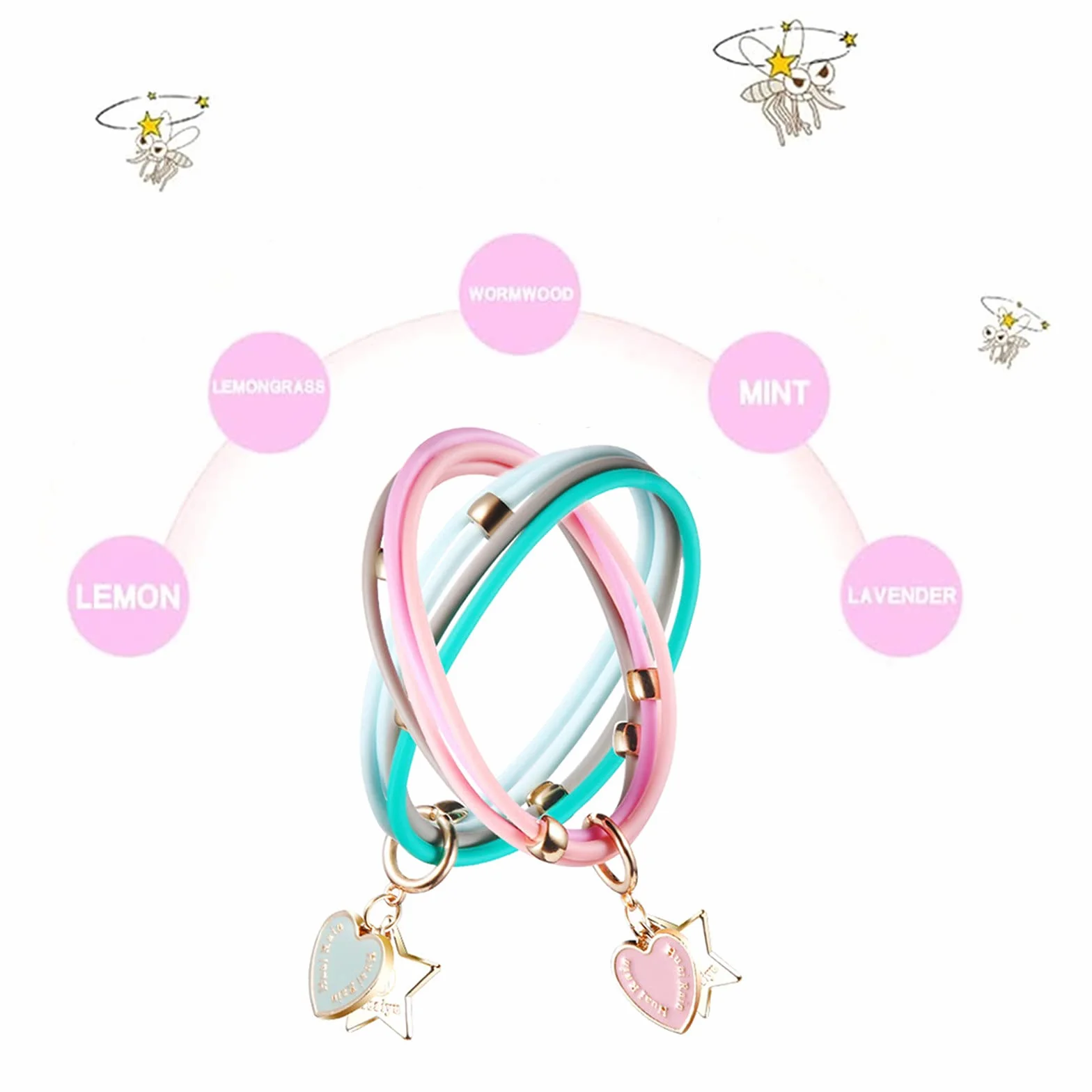 Pulseras Repelentes de Mosquitos 2 Pieza, Impermeables Antimosquitos para el Cuerpo