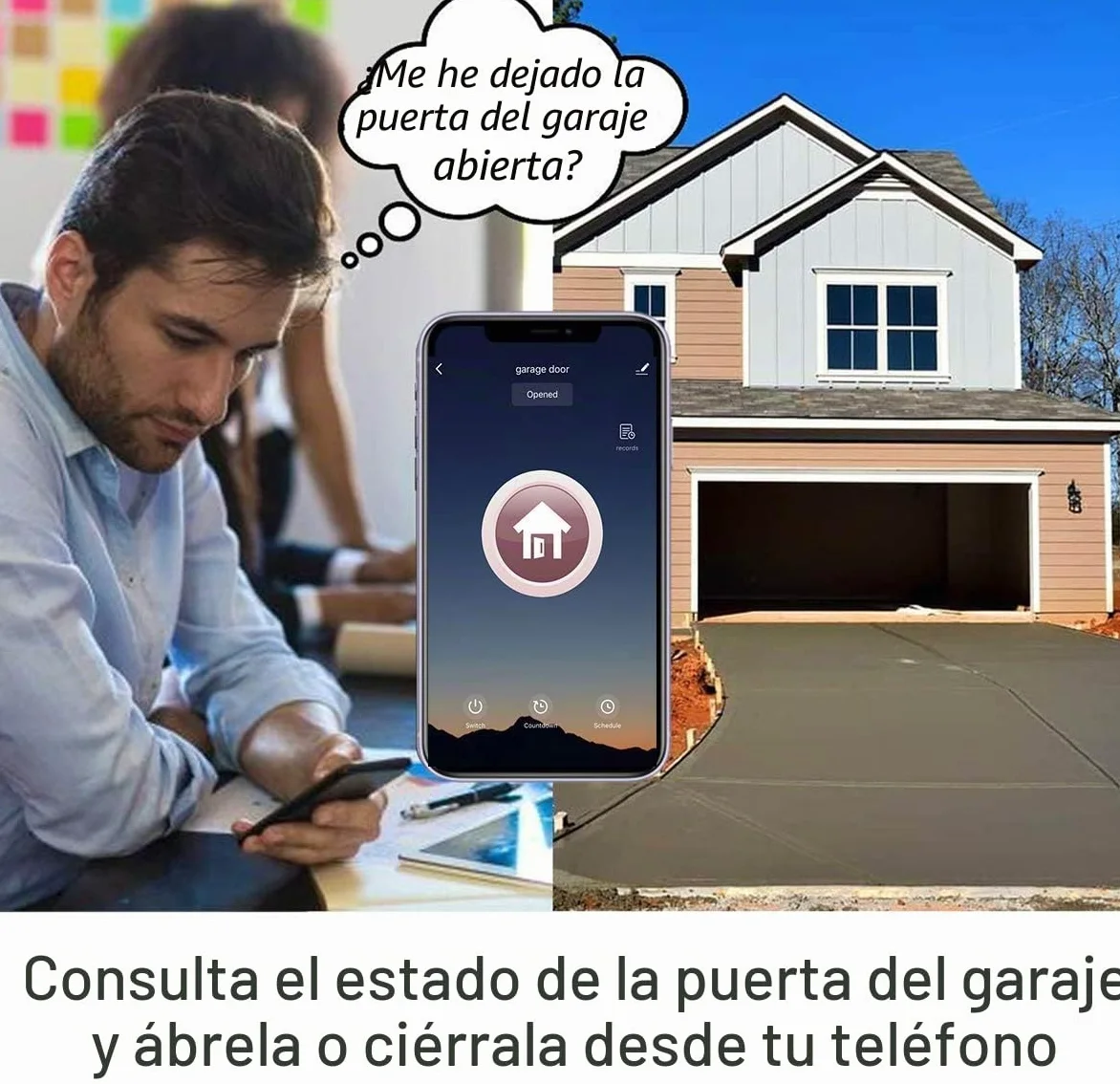Controlador Remoto de Apertura de Puerta de Garaje WiFi Inteligente Newgoal. Control de la aplicación Tuya Smart Life. Compatible con Alexa, Google Assistant e IFTTT. No se Requiere concentrador