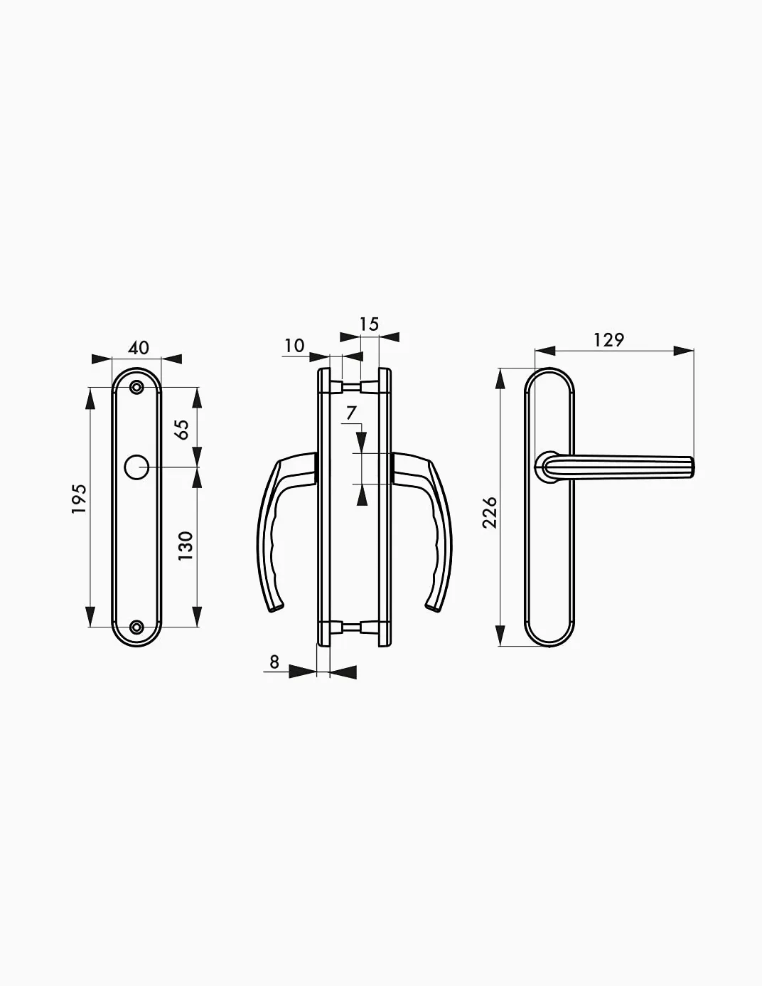 THIRARD - Conjunto de Manillas para Puerta Interior Sultane - Cuadrado 7 mm - Distancia 195 mm - Acabado Blanco - Uso Práctico - Diseño Elegante - Instalación Fácil