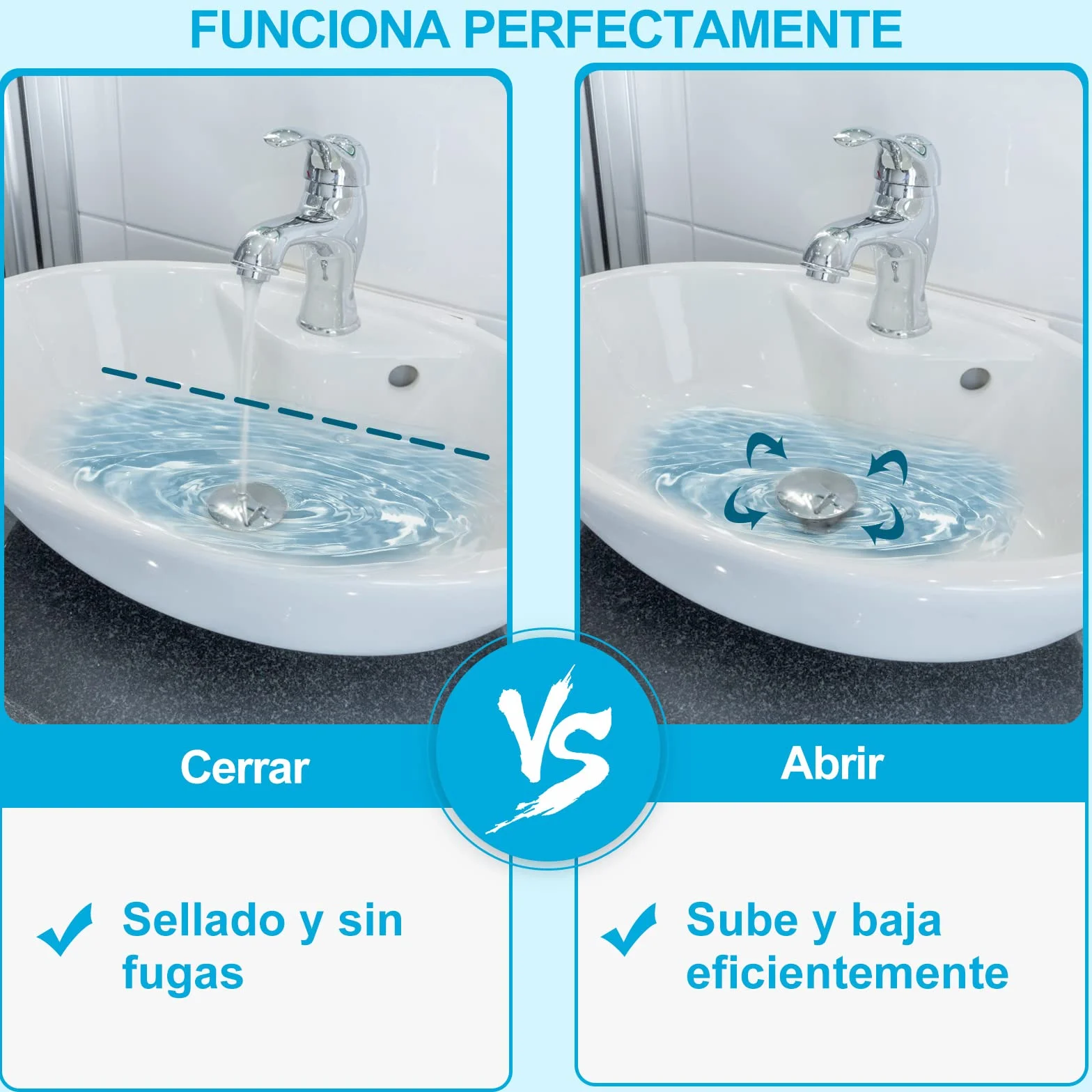 Linkax Tapón Universal G1 1/4" Click Clack Desagüe Lavabo Válvula Baño Inodoro Rebosadero Plata 41-53mm
