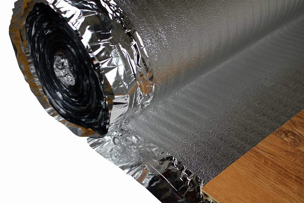 Aislamiento acústico de impacto HEXIM - laminado de aluminio integrado para parquet y suelos laminados - Silver Plus, 25 m² por rollo (3 mm, 25 metros cuadrados)