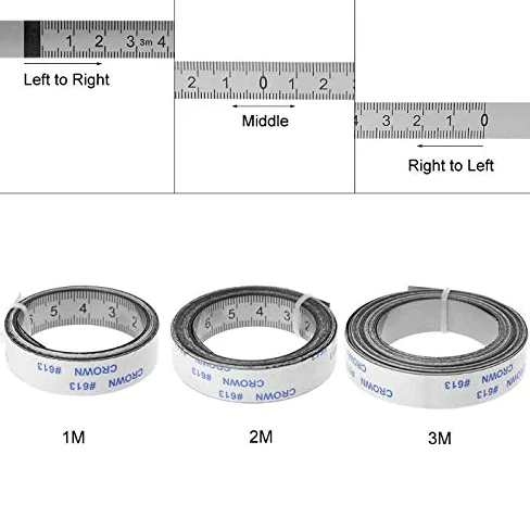 2.5M-0-2.5M, Plata, 1 x Reglas métricas, Tiras de traza autoadhesivas, para sierra ingletadora, cinta métrica, regla de escala, centro a derecha a izquierda, 2.5M-0-2.5M, Plata