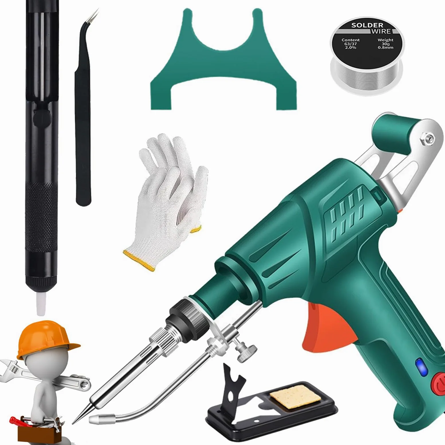 Herramientas De Soldadura LáSer Industrial Con Calentamiento Interno, Juego De Pistola De Soldar MultifuncióN, Soldador Laser, MáQuina De Corte De Metal (Verde,Calor interno)