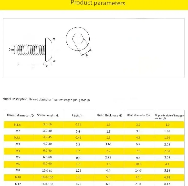 50 tornillos M3 x 40 negros, tornillos de cabeza alomada, tornillos de cabeza redonda con hexágono interior ISO 7380, rosca completa, con cierre hexagonal interior