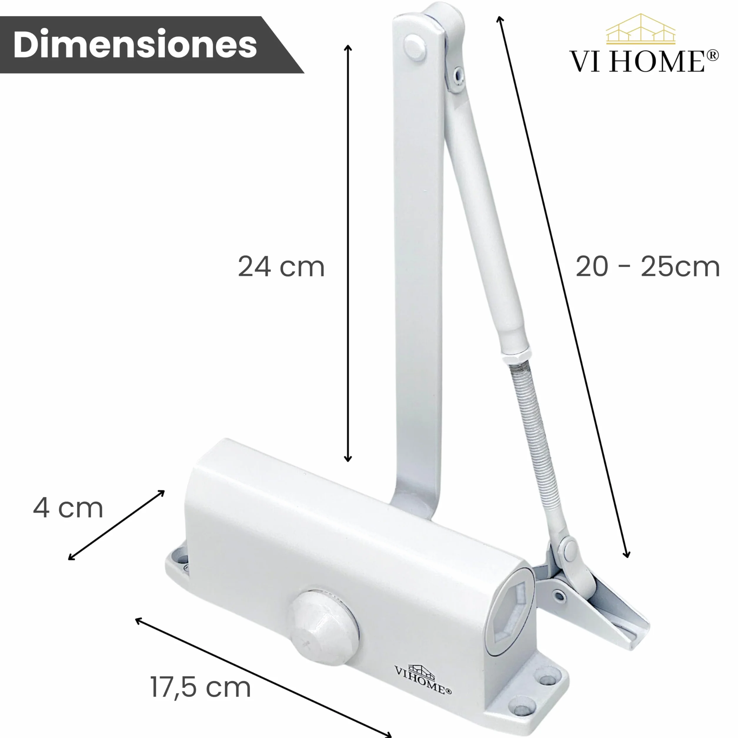 Cierrapuertas Automatico Ajustable Con Retenedor 60kg / Muelle Puerta Con Sistema Hidraulico/Cierra Puertas Automatico/Cierre Automatico (Blanco)