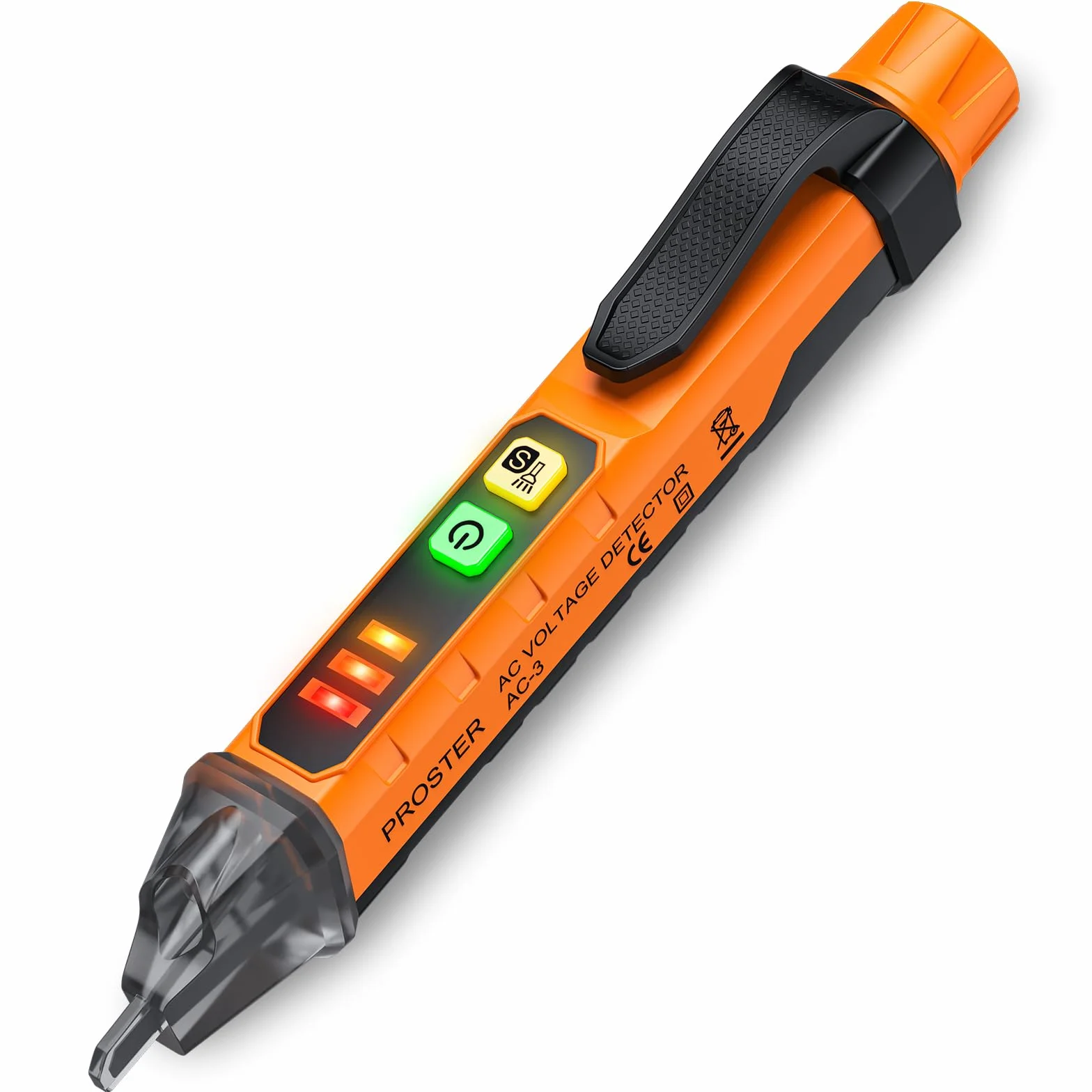 Proster Detector de Voltaje sin Contacto 12-1000V/48V-1000 Probador de Voltaje AC con Sensibilidad Ajustable Alarma Linterna LED
