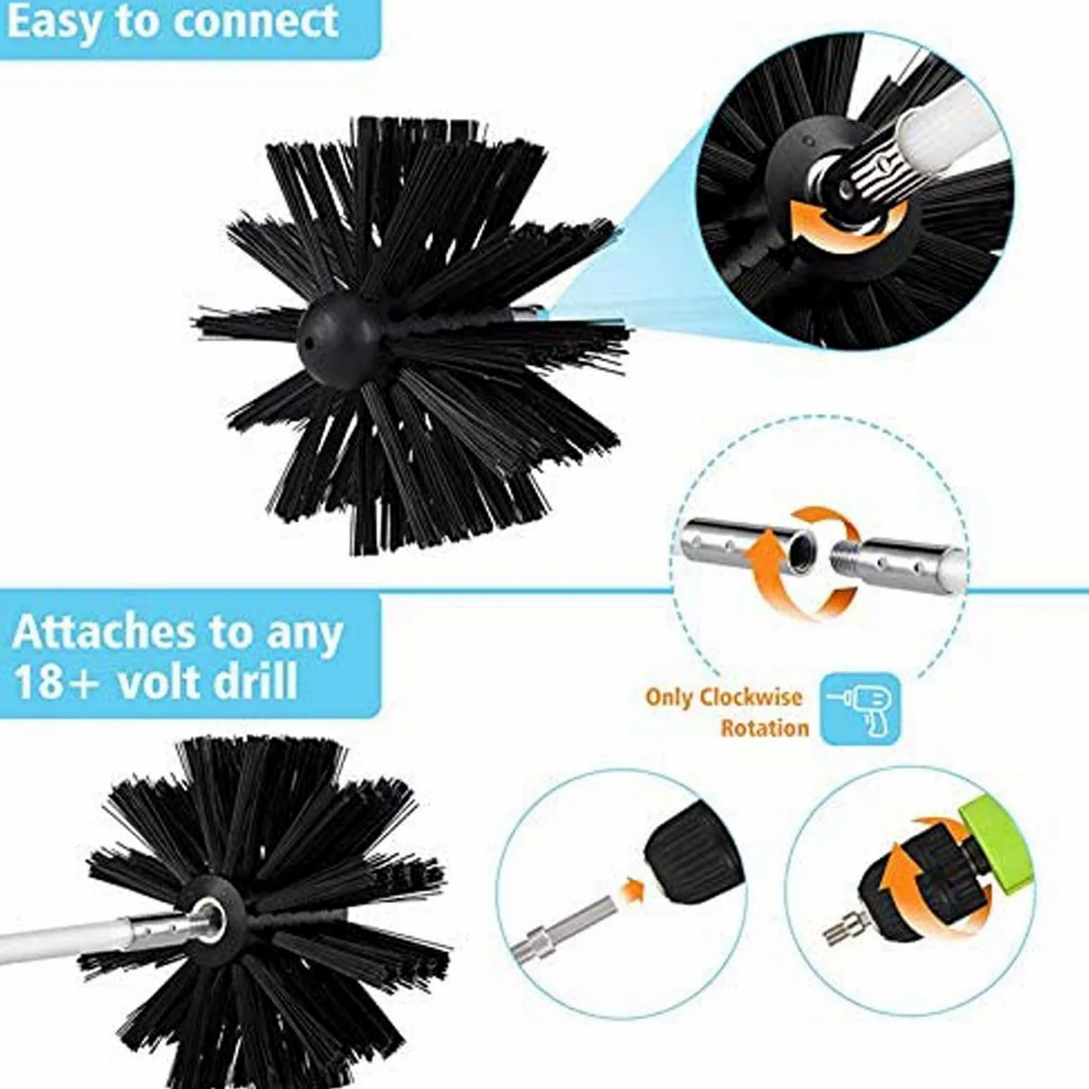 Kit Deshollinador De Chimeneas For Estufa De Pellets, Erizo Deshollinador De Chimeneas De Nailon, 12 Varillas Deshollinadoras Flexibles De 410 Mm, Utilizable Con Taladro Kit de limpieza de chimenea