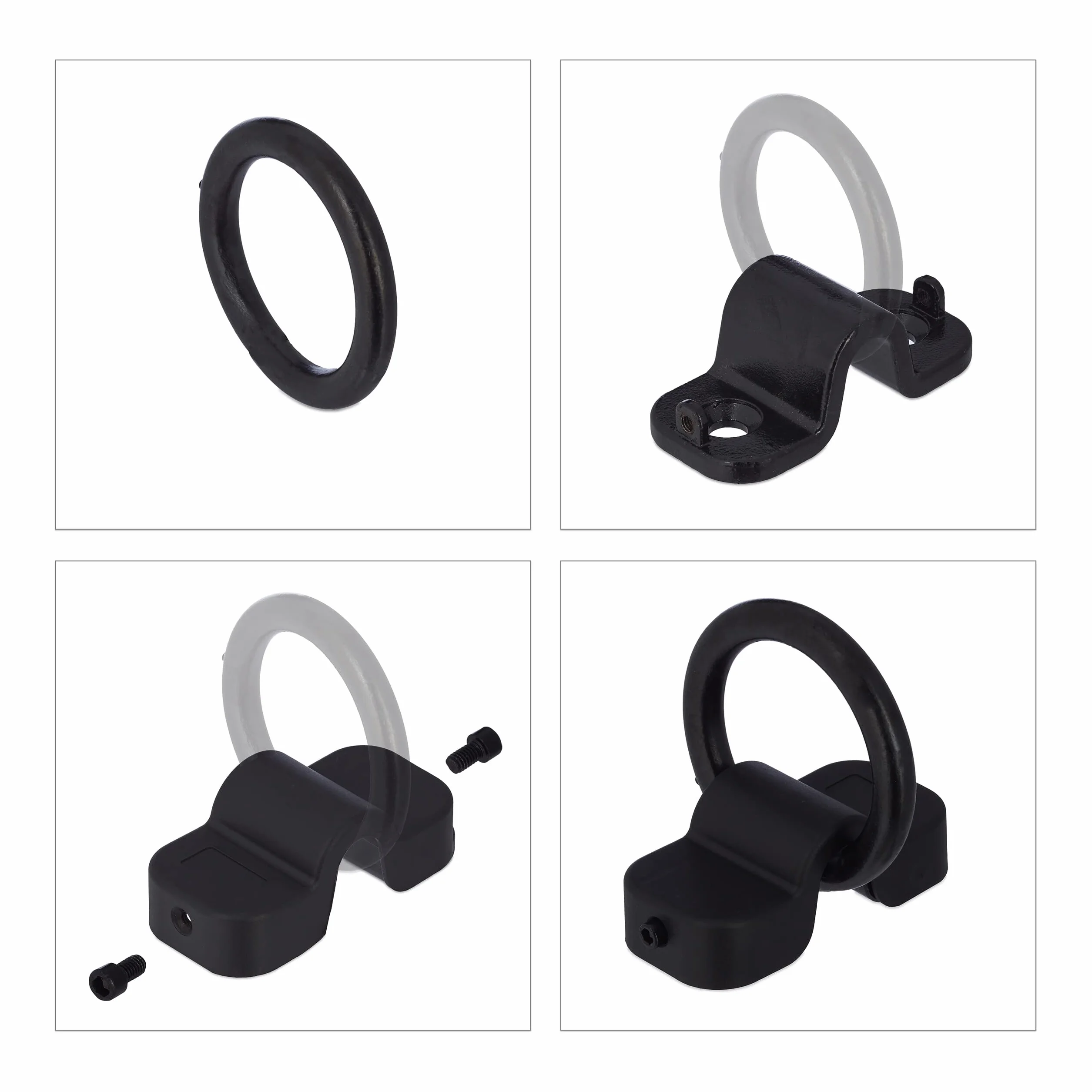 Relaxdays Gancho Pared y Suelo, Anclaje para Bicicleta, Moto, Antirrobo, Aro de 14mm, Acero y Plástico, Negro y Plateado