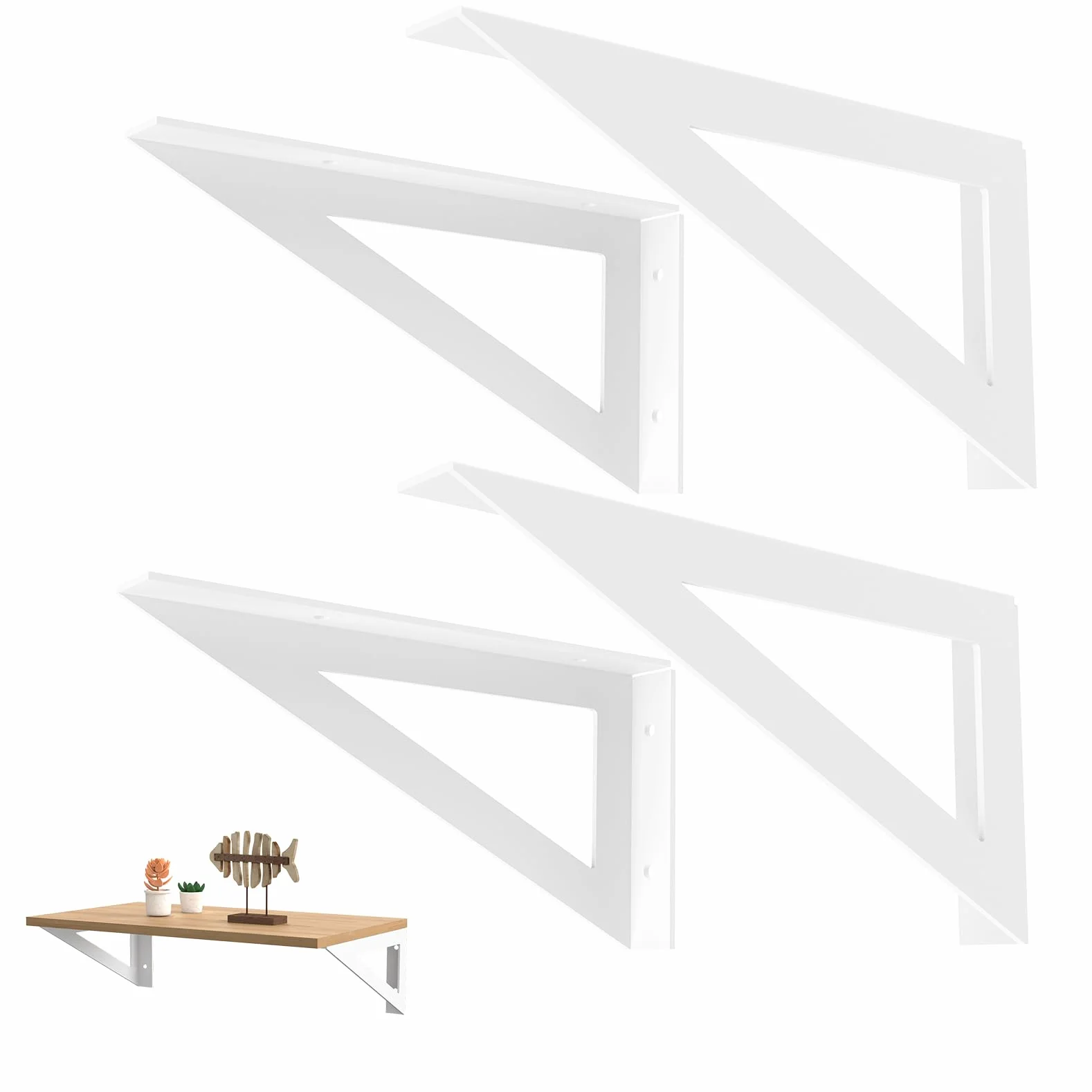 BRATA Soporte estante blanco 25cm, 4 piezas escuadras para estanterias pesadas, soportes para estantes decorativos soporte estanteria pared