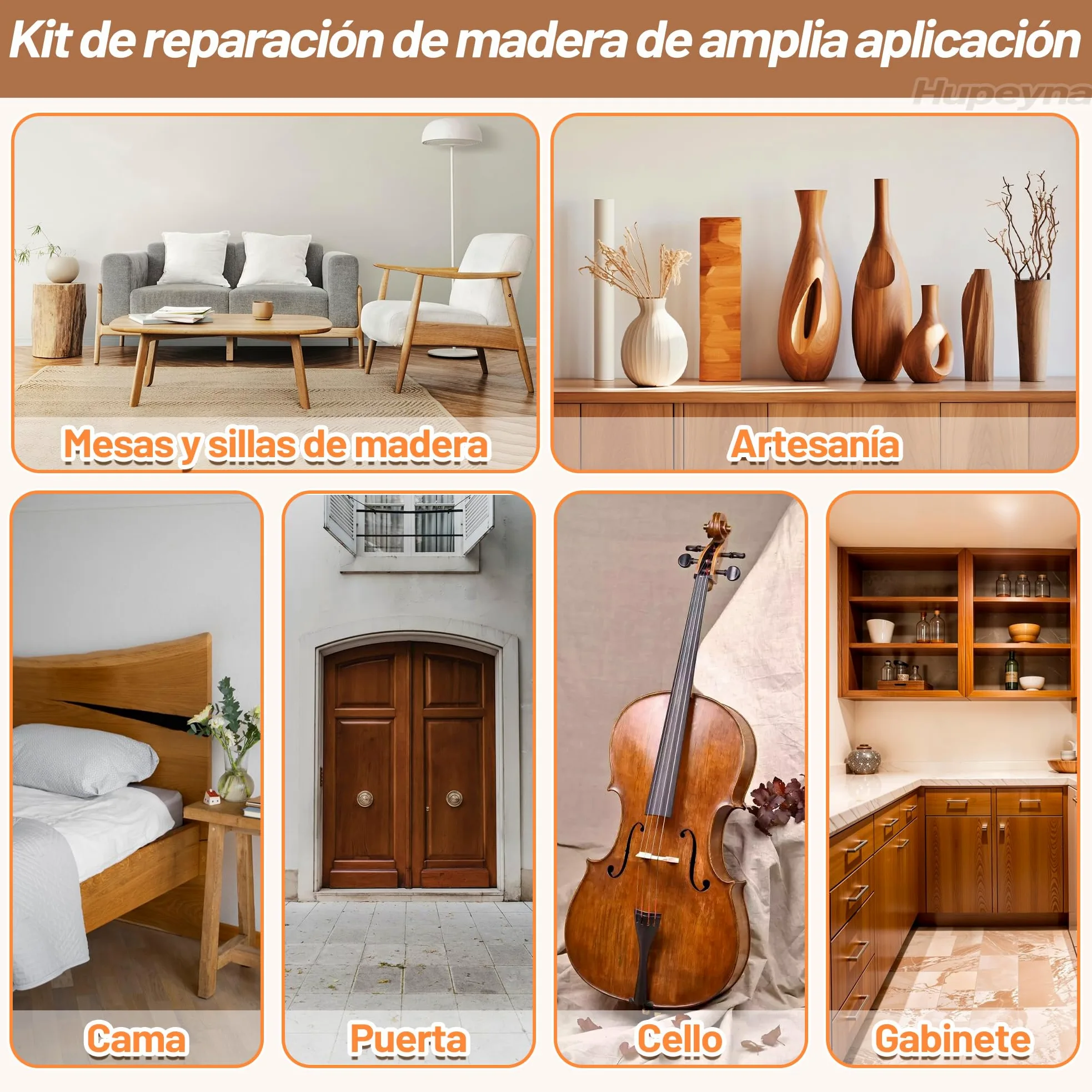Kit de Reparación de Madera, Kit Reparación Laminado - Serie Madera Natural | Masillas de Madera y Cera de Abejas, Reparación de Manchas, Grietas, Agujeros, Decoloración Reparador Arañazos Parquet