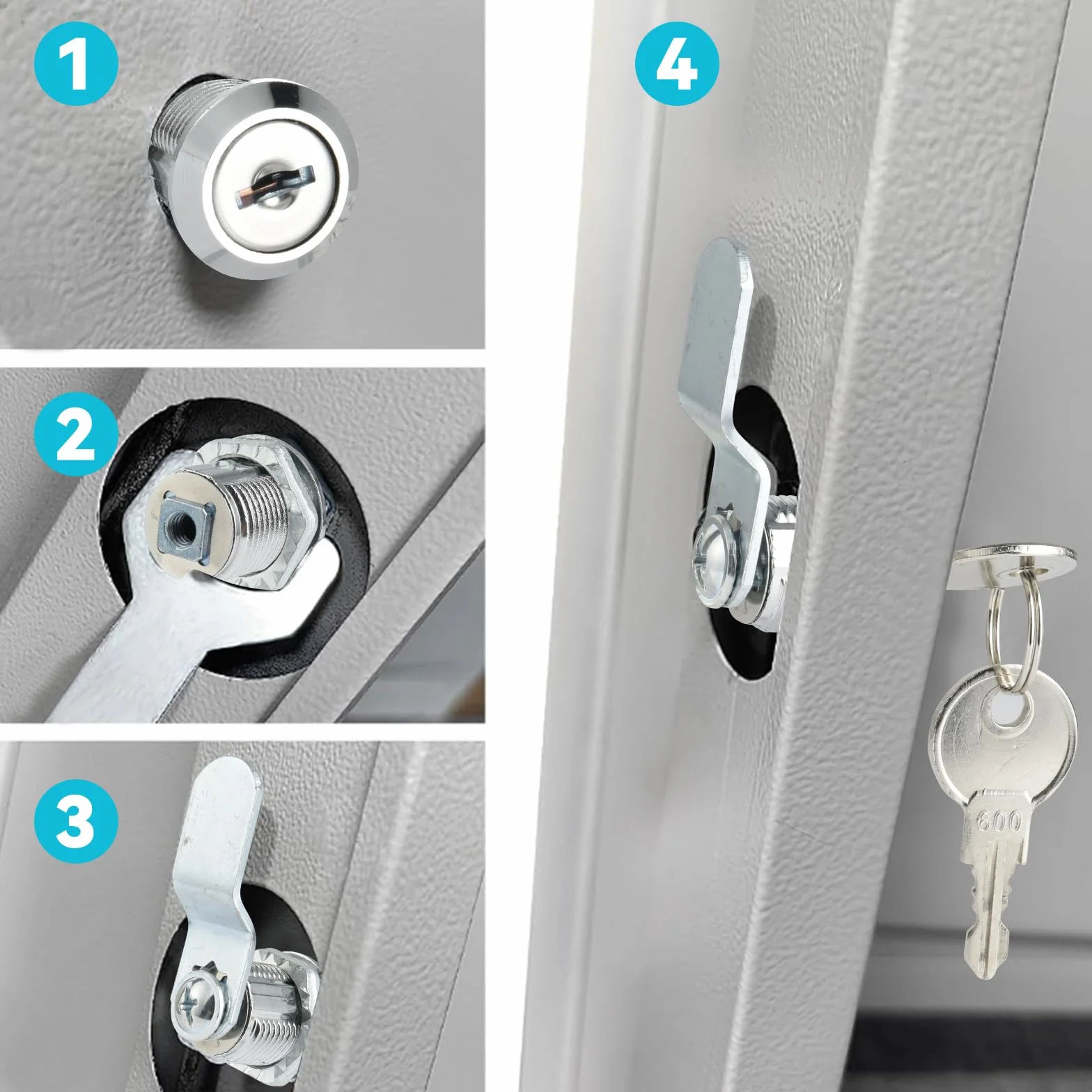 Cerradura Buzon 16mm, Cerradura de Leva Universal de Seguridad con 2 Llaves, 7 Placas de Bloqueo para Puerta de Armario
