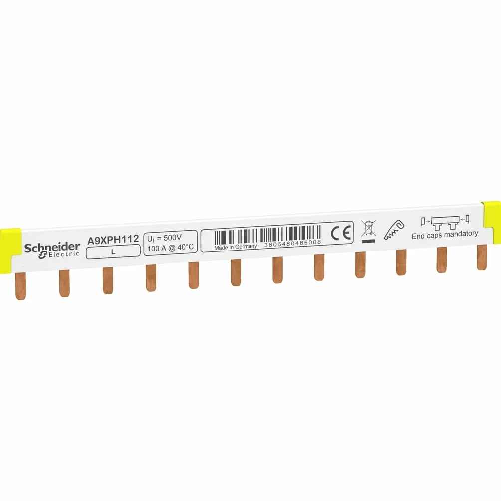 Schneider Electric A9XPH112 Acti 9, Peines de Conexión, Fácil de Cortar, 1P, 12 Módulos 100A