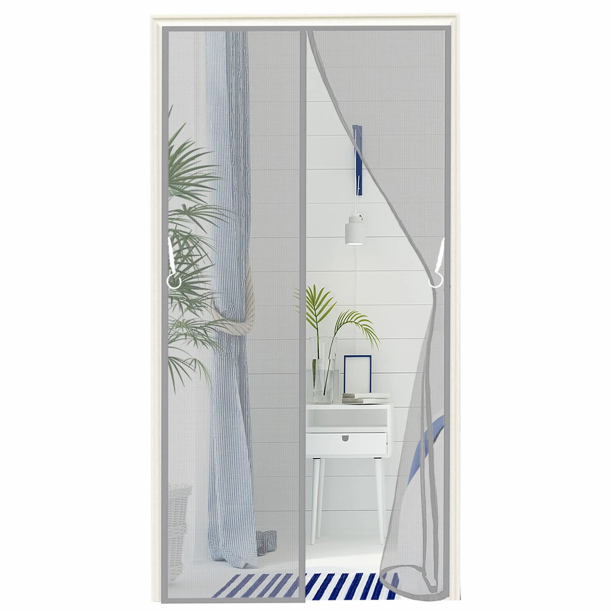 Pantalla Mosquitera Universal 40x150cm Malla Lavable Ajustable Gris