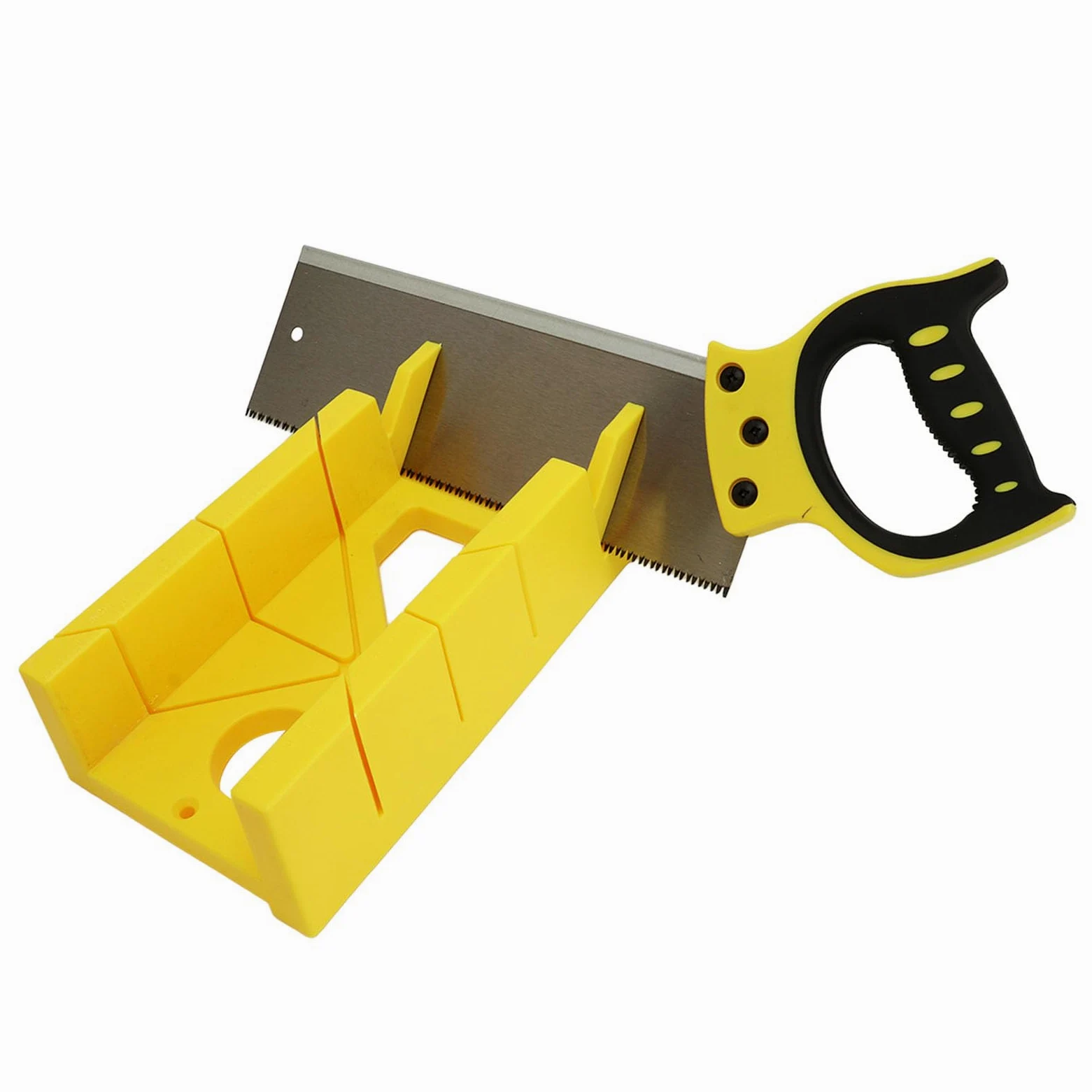 Sierra Ingletadora Multiángulo con Portátil y Ranuras Angulares para un Corte Preciso Caja de Ingletes de Plástico de 12 Pulgadas Ideal para Proyectos de Bricolaje