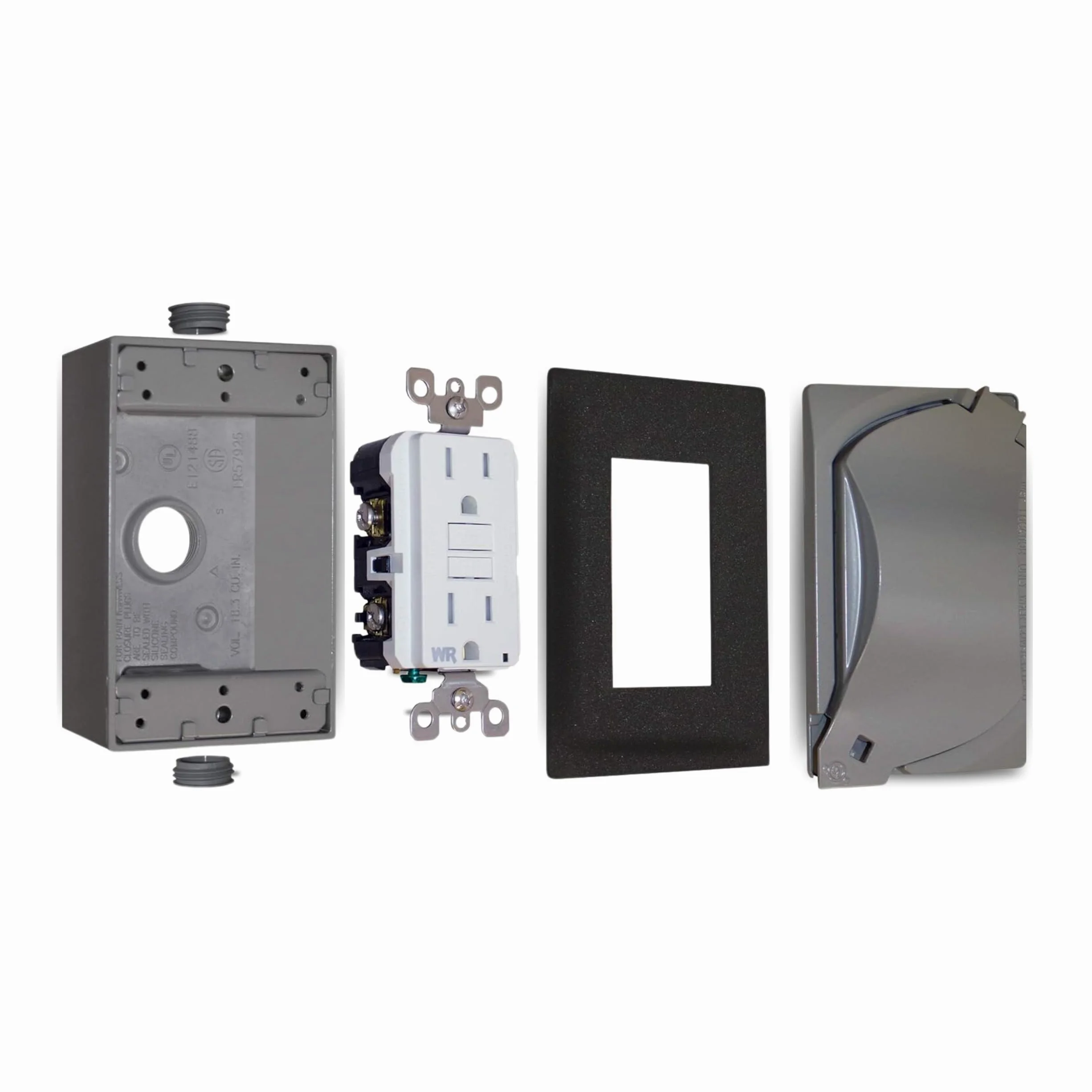 Sigma eléctrica 16449 Kit de caja rectangular, Cover y GFCI receptáculo, gris
