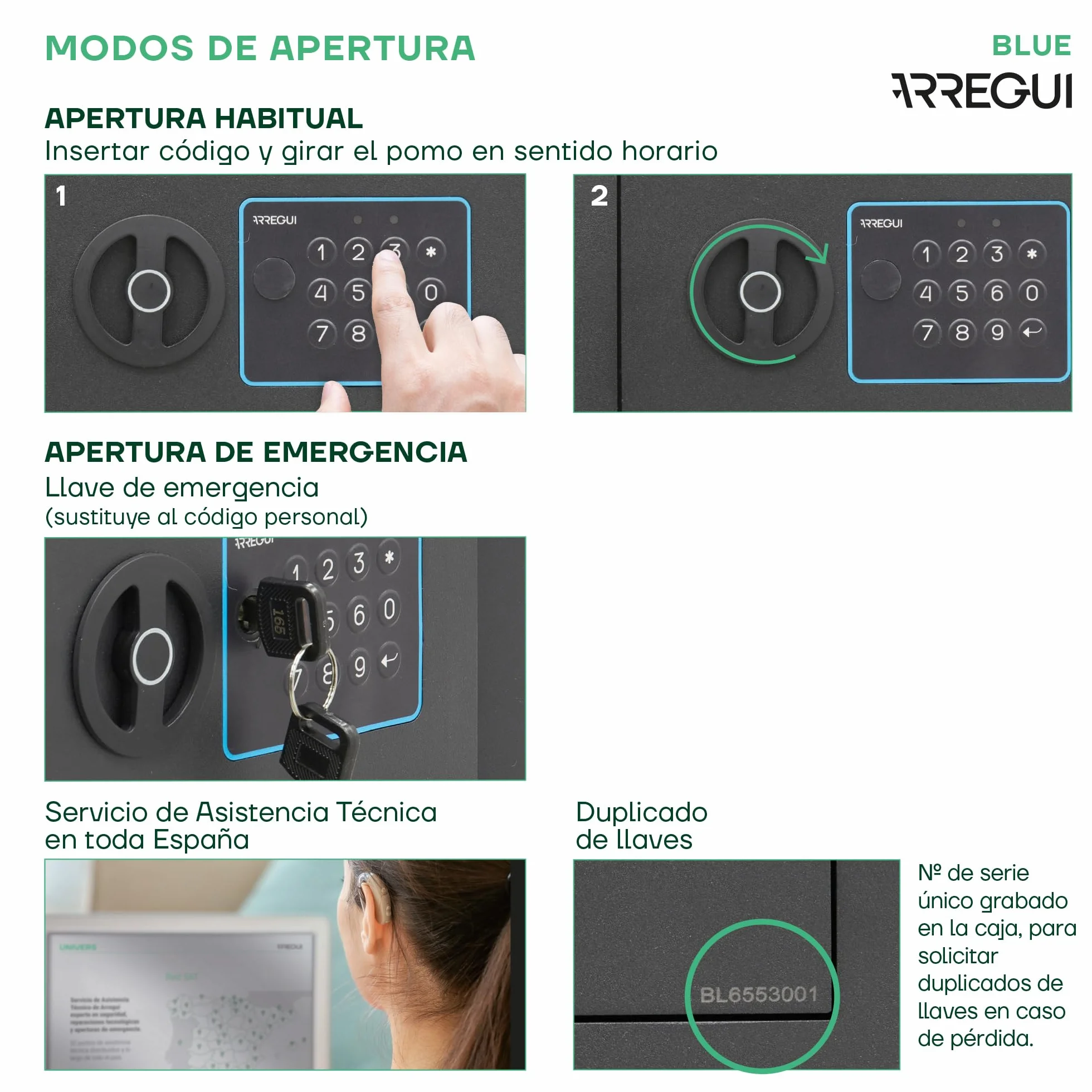 ARREGUI Blue 650120 Caja Fuerte de Acero con Cerradura Electrónica | 25x35x25 cm | 18 L | Caja de Seguridad para Casa y Hogar | Teclado con Códigos Programables | con Llave de Emergencia | grafito