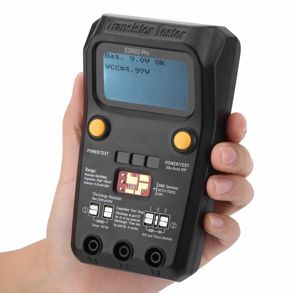BSIDE Pro Probador de transistores digital Medidor de inductancia SMD